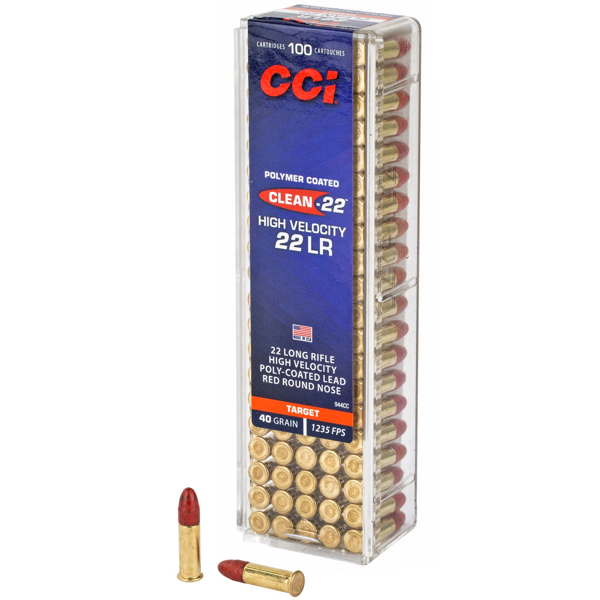 CCI Ammunition Clean-22 High Velocity 22 LR 40-Grain Lead Round Nose Rimfire Ammo (100 Rounds)