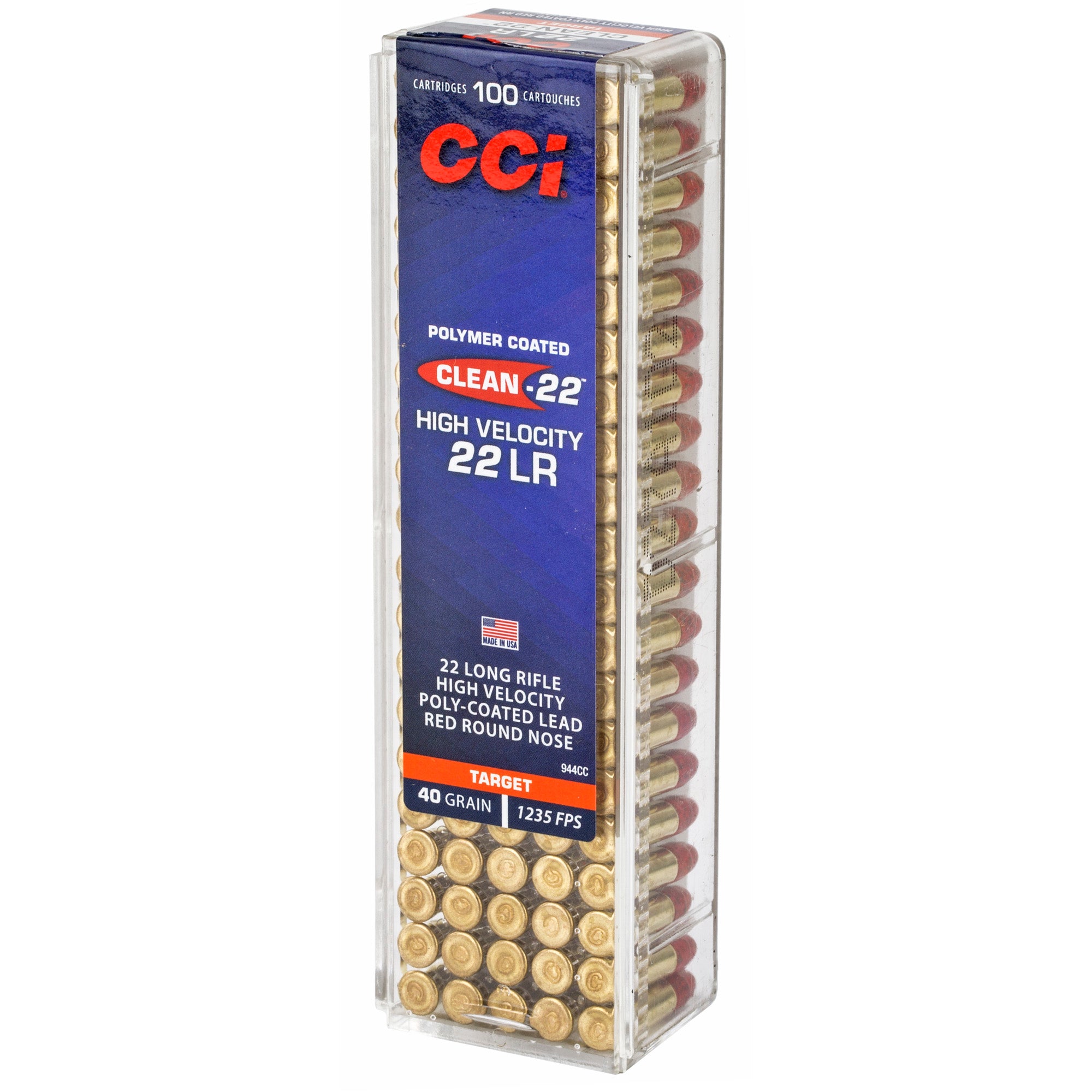 CCI Ammunition Clean-22 High Velocity 22 LR 40-Grain Lead Round Nose Rimfire Ammo (100 Rounds)