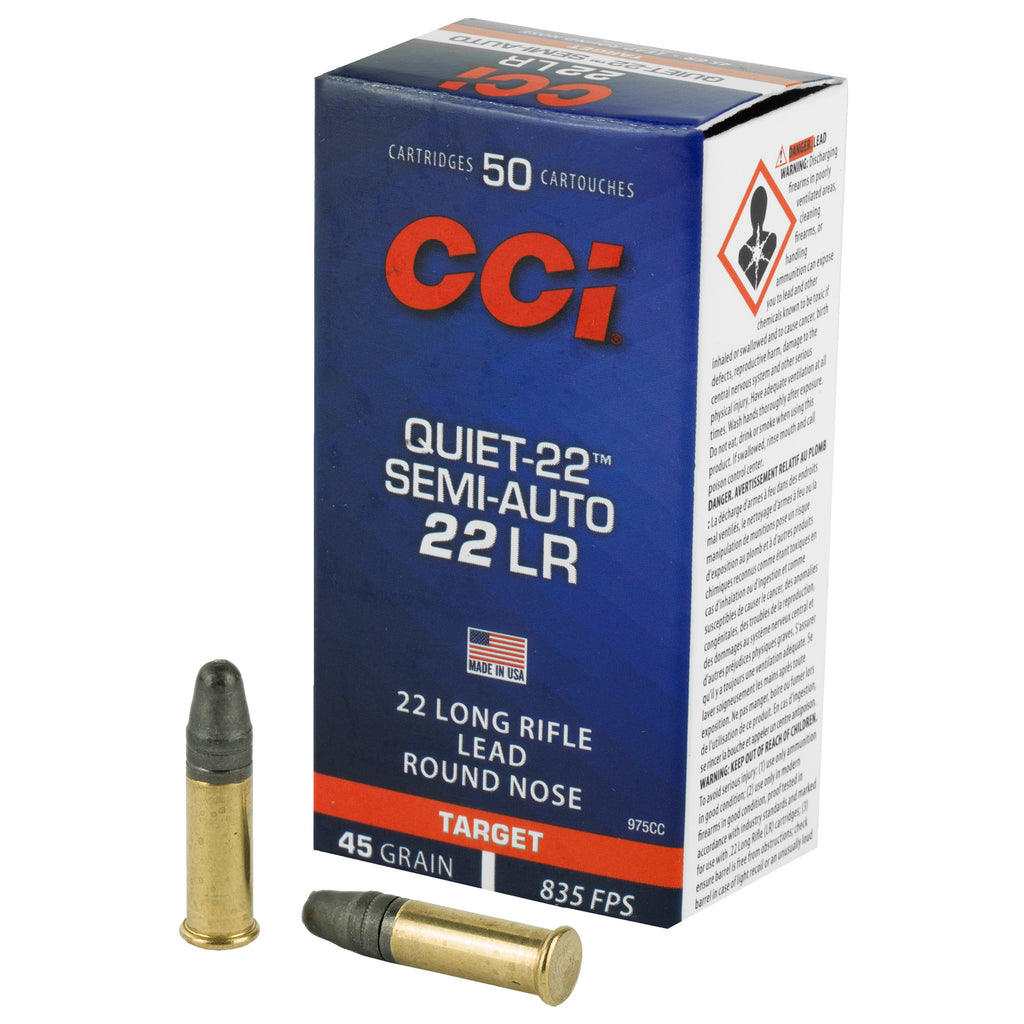CCI Ammunition Quiet-22 45-Grain Lead Round Nose .22 LR Semi-Auto Ammo (50 Rounds)