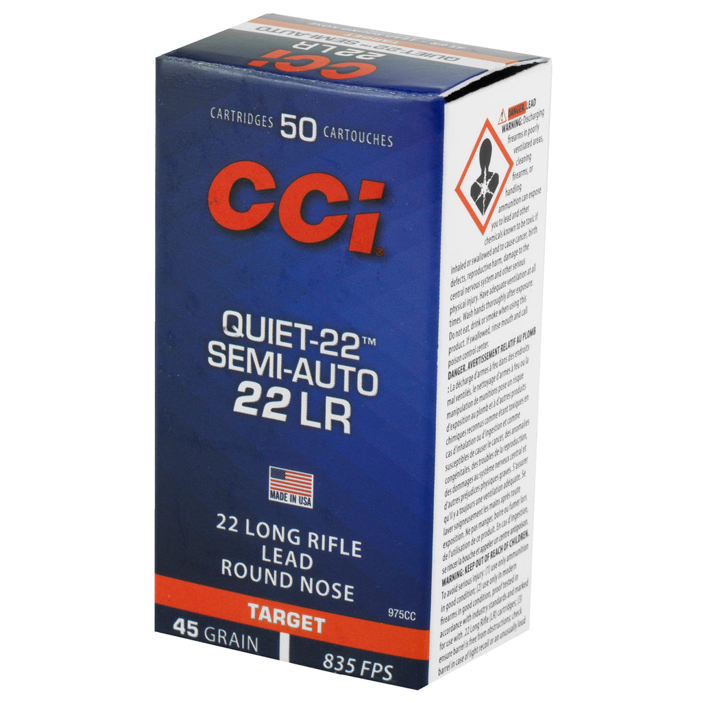 CCI Ammunition Quiet-22 45-Grain Lead Round Nose .22 LR Semi-Auto Ammo (50 Rounds)