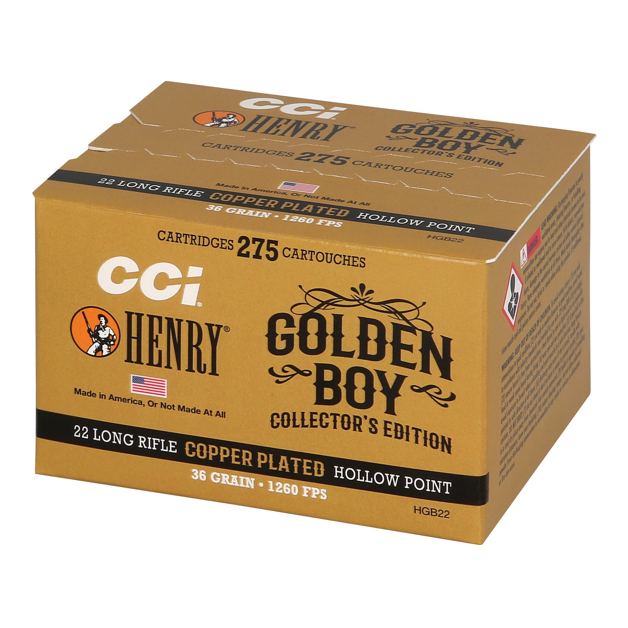 CCI Ammunition Henry Golden Bullet Edition .22 LR 36-Grain Copper Hollow Point - 275 Rounds
