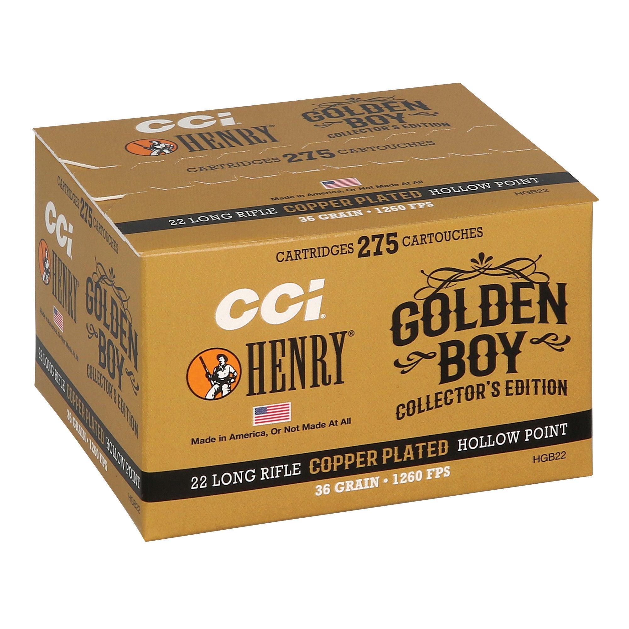 CCI Ammunition Henry Golden Bullet Edition .22 LR 36-Grain Copper Hollow Point - 275 Rounds