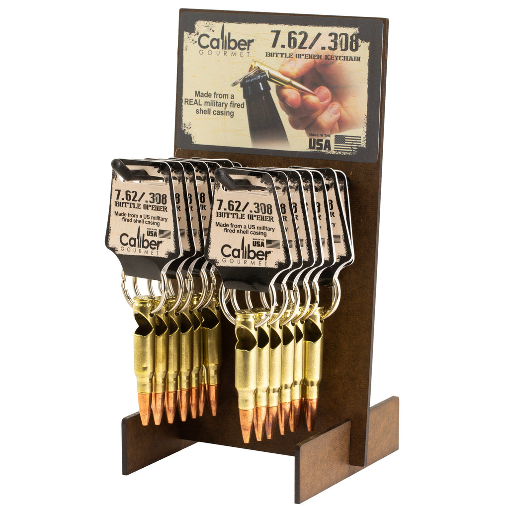 Caliber Gourmet CBG-1017 Gold 308 Bullet Shell Casings Keychain Display - Set of 24