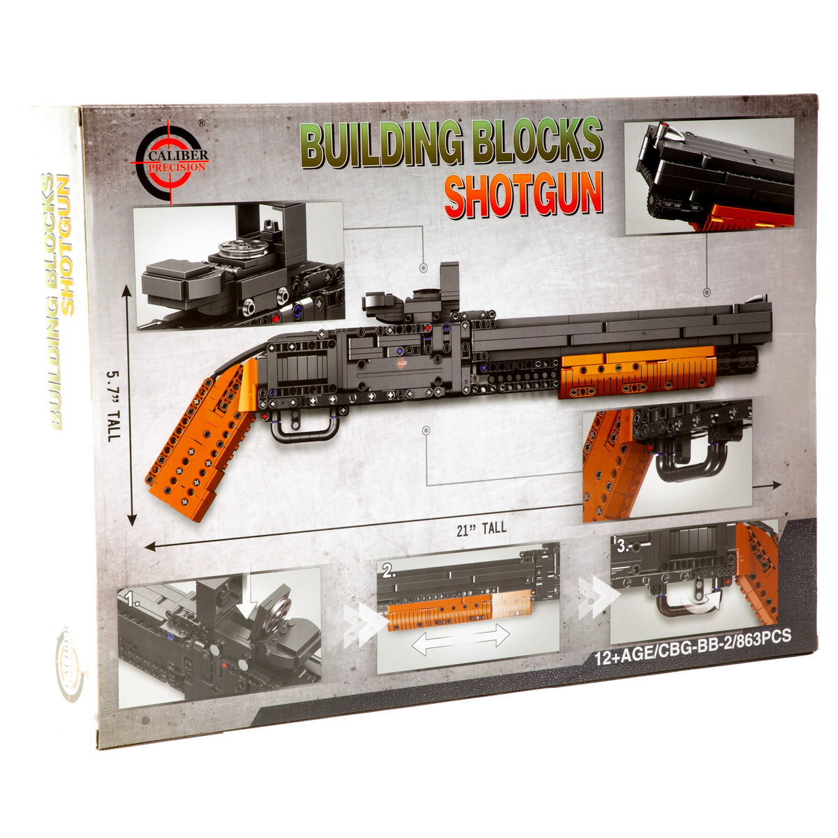 Caliber Gourmet CBG-BB-2 Building Blocks Shotgun – 863-Piece Construction Kit with Realistic Functionality