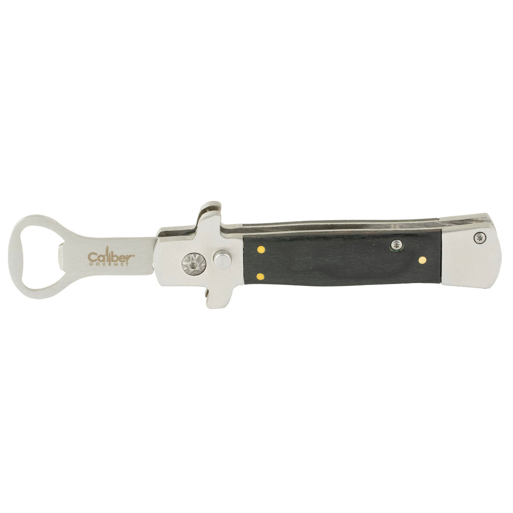 Caliber Gourmet CBG-BF-1024 Switchblade Style Bottle Opener - Black and Silver