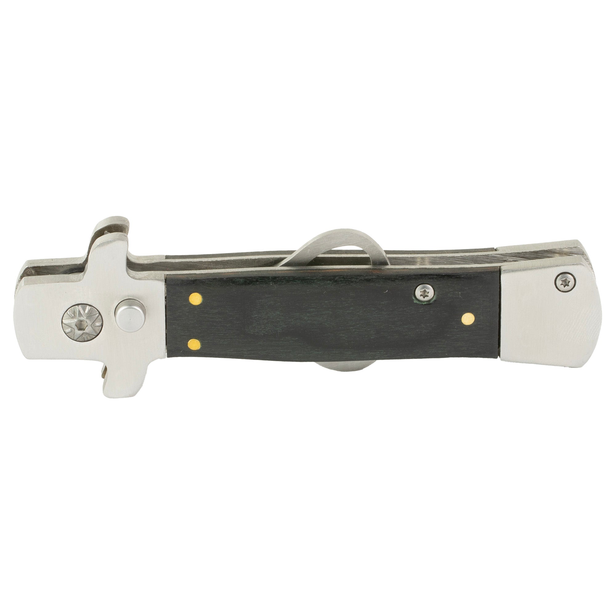 Caliber Gourmet CBG-BF-1024 Switchblade Style Bottle Opener - Black and Silver