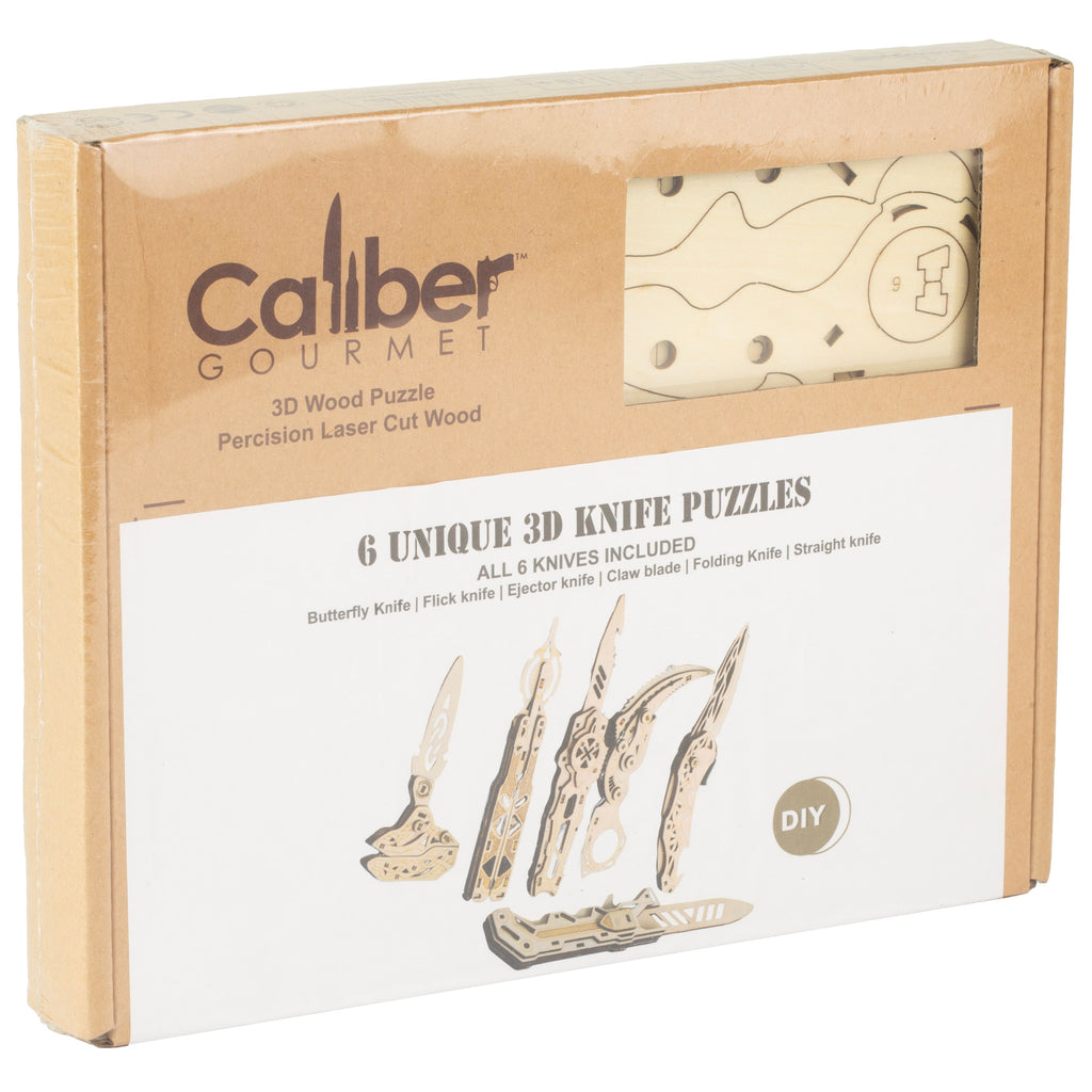 Caliber Gourmet CBG-PZ-03K Wooden Knife Set - 6-Piece Brown Collection