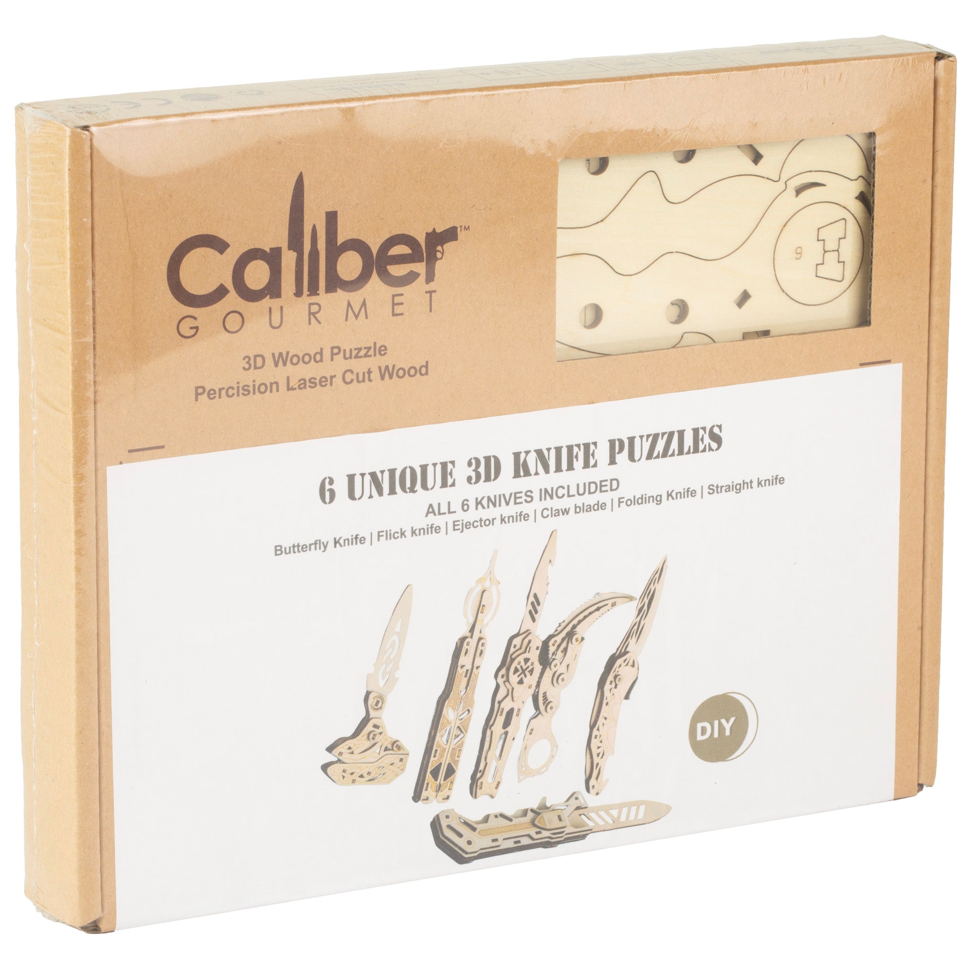 Caliber Gourmet CBG-PZ-03K Wooden Knife Set - 6-Piece Brown Collection
