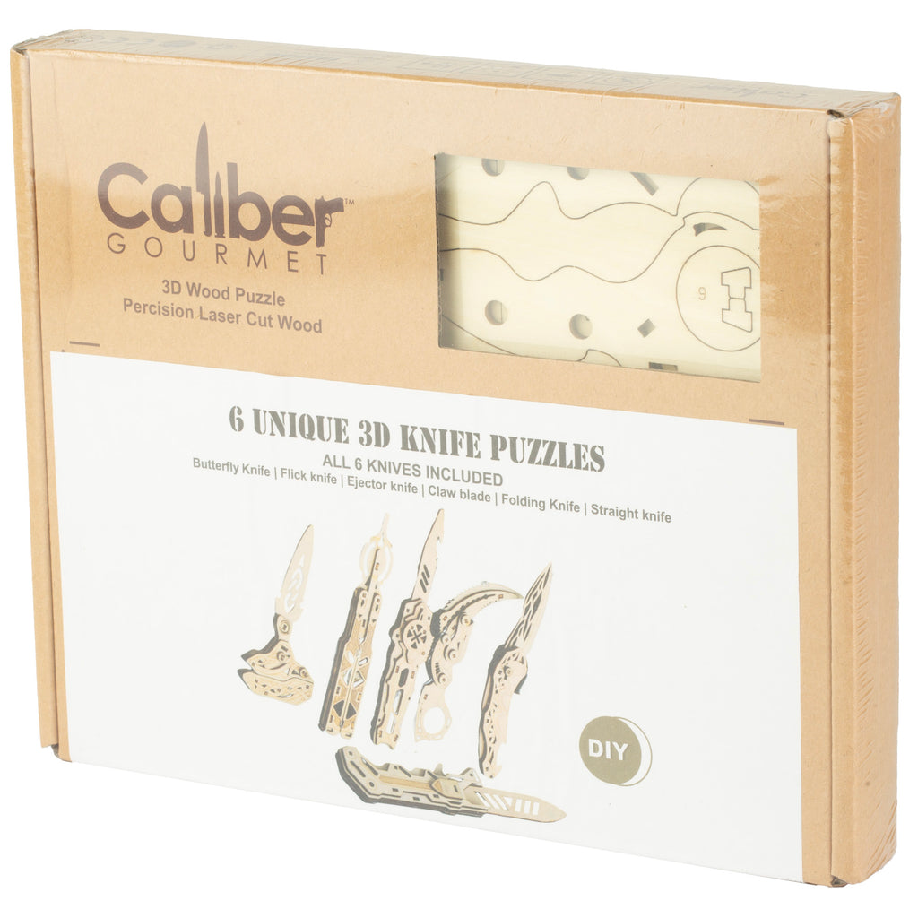 Caliber Gourmet CBG-PZ-03K Wooden Knife Set - 6-Piece Brown Collection