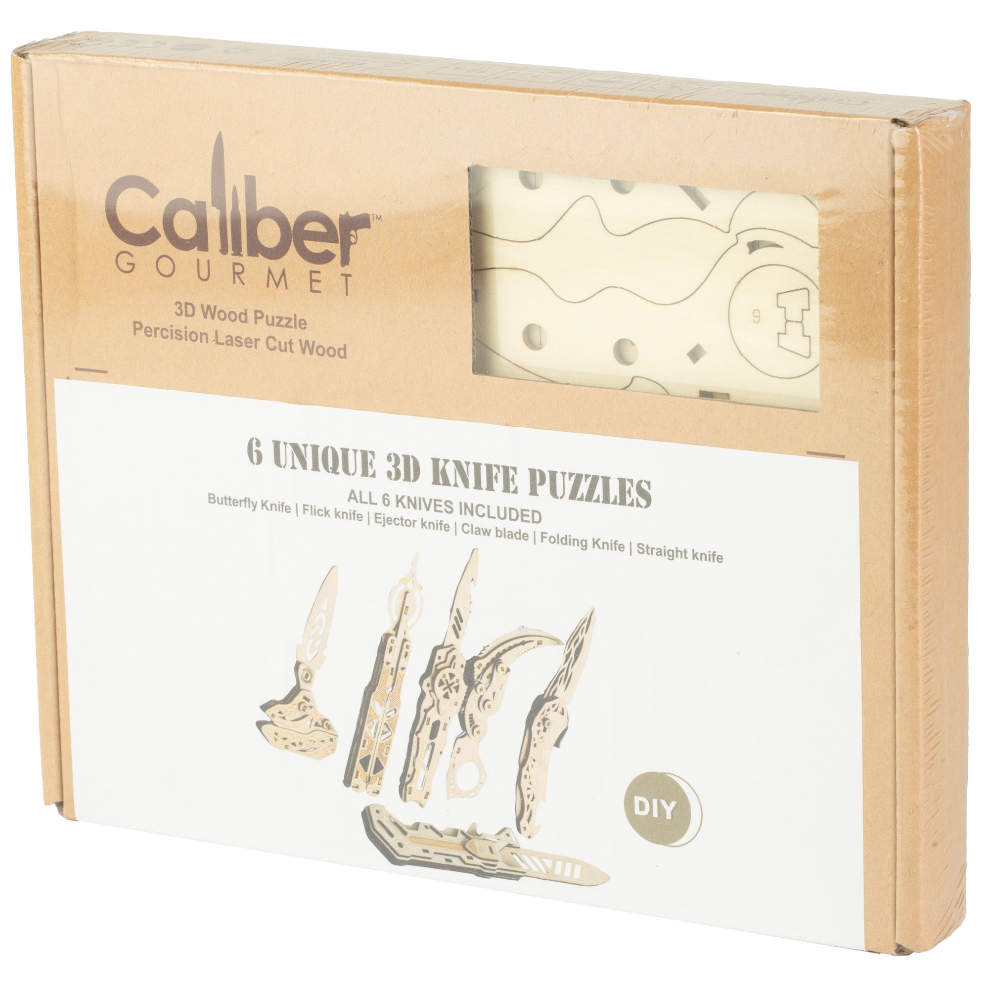 Caliber Gourmet CBG-PZ-03K Wooden Knife Set - 6-Piece Brown Collection