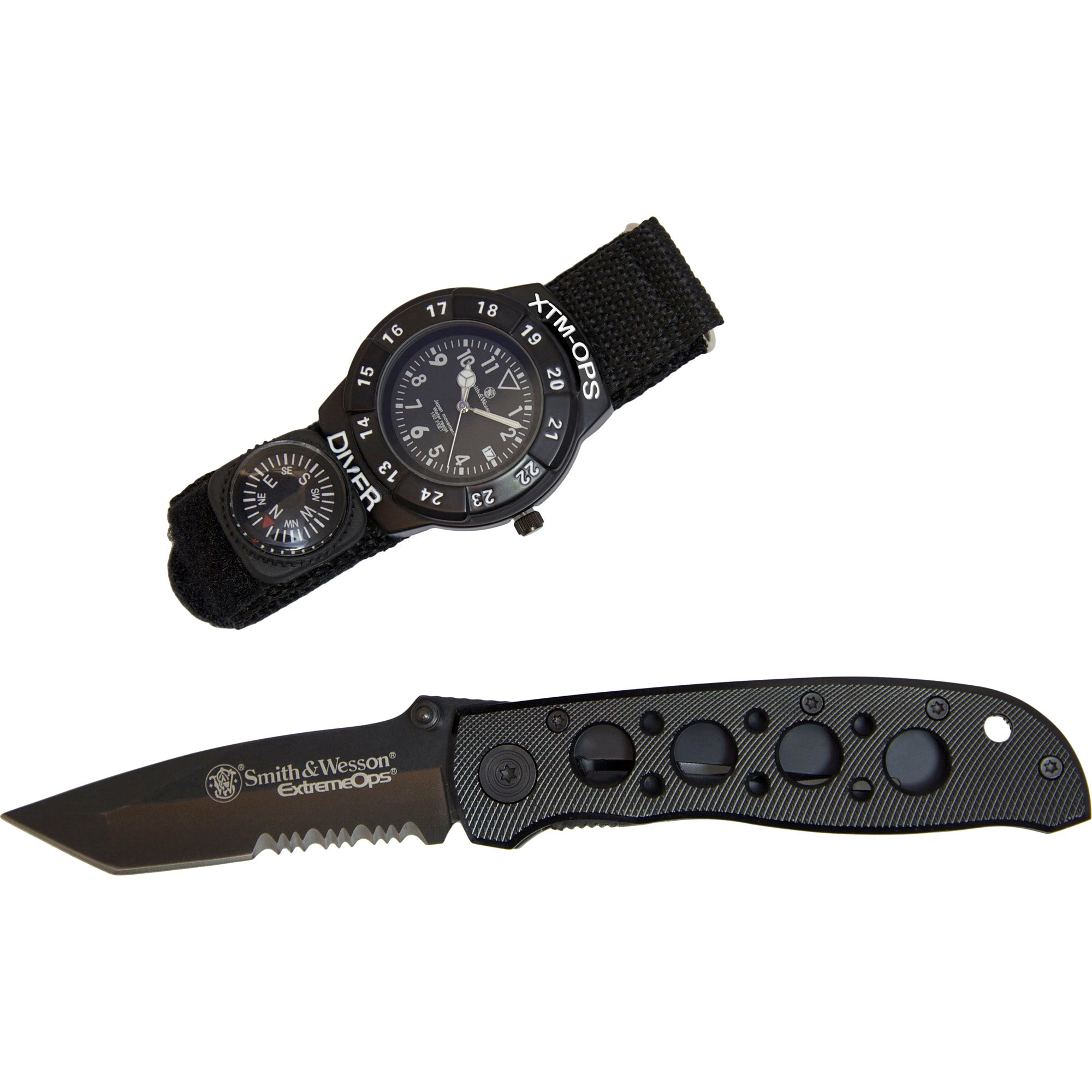 Caliber Gourmet Smith & Wesson Extreme Ops Combo Knife and Diver Watch Set