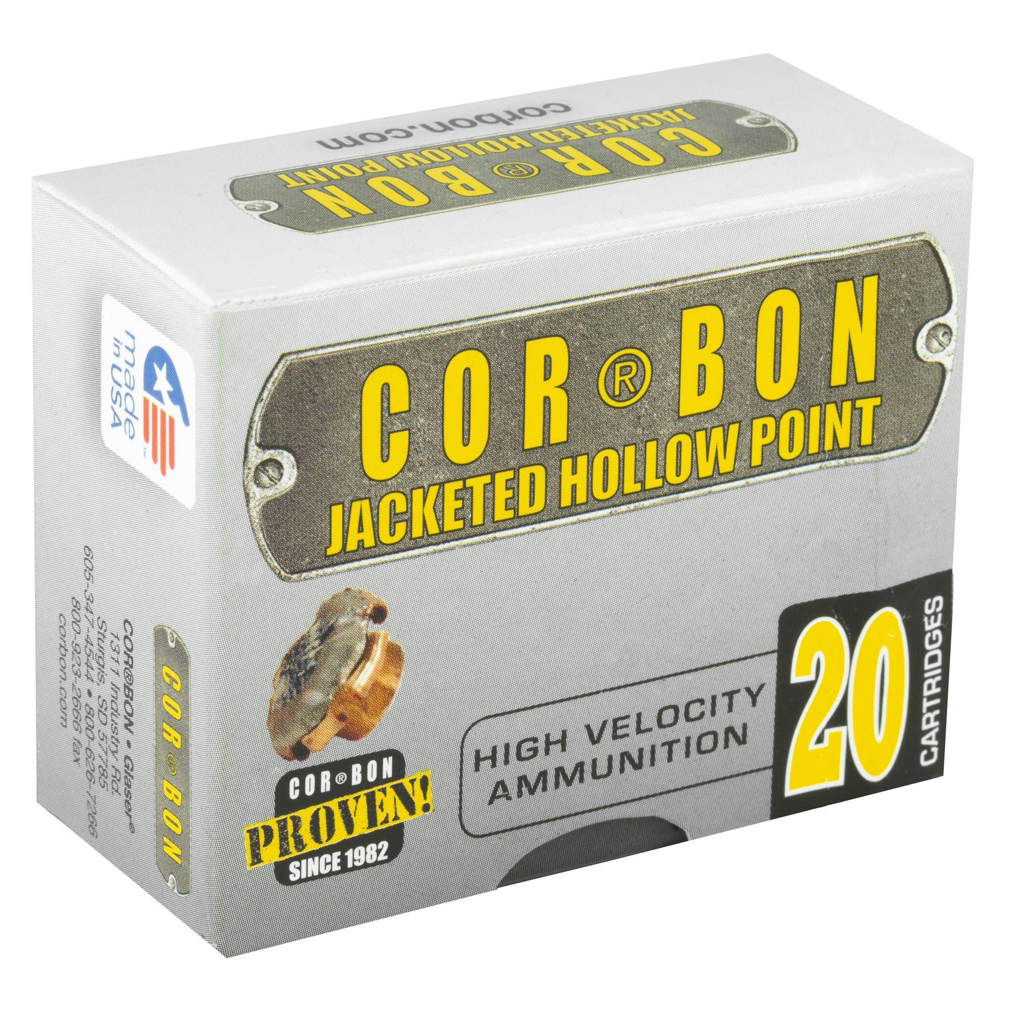 Corbon Ammo 9115 9mm +P 115 Grain Jacketed Hollow Point Ammunition, 20 Rounds per Box