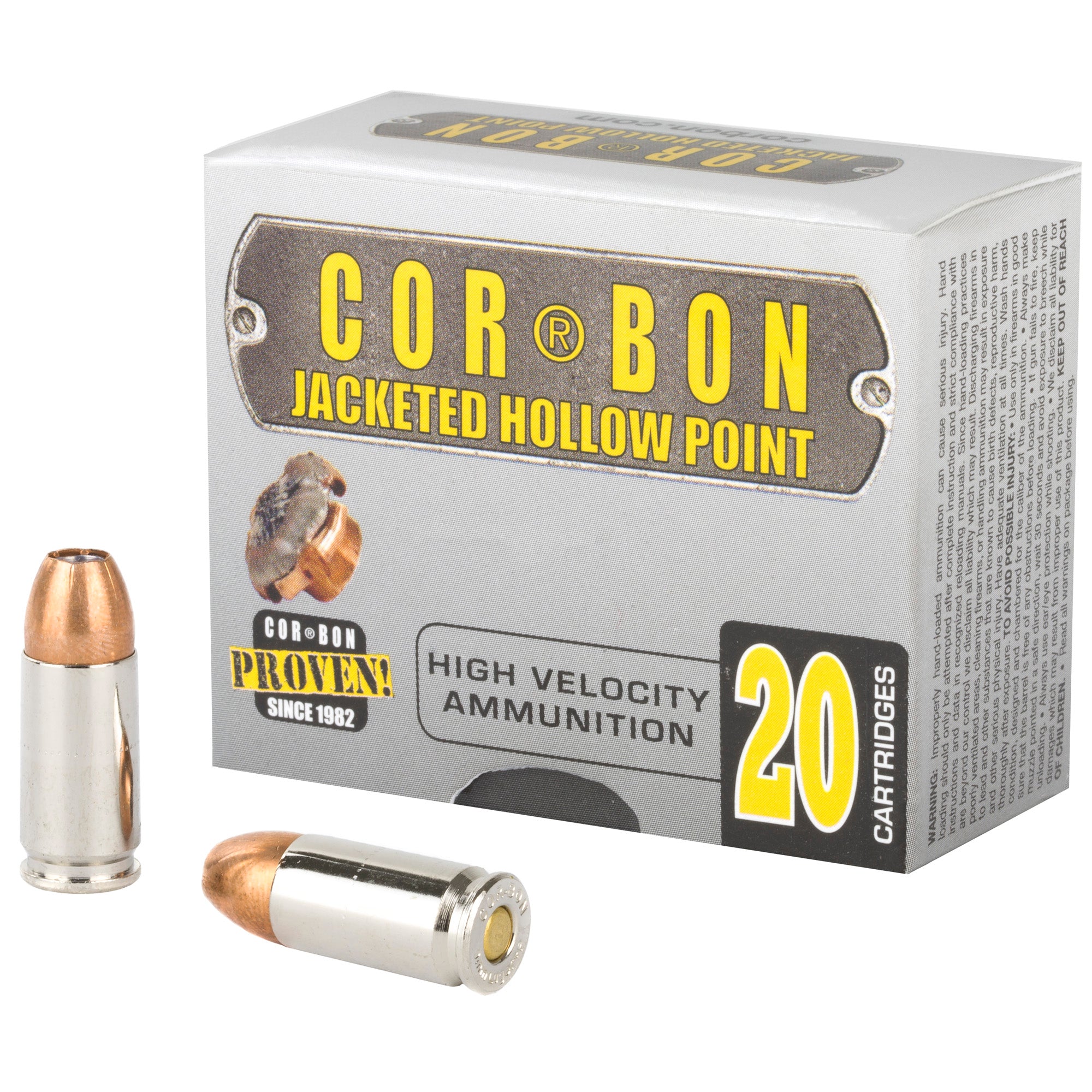 Corbon Ammo 9125 9mm +P 125 Grain Jacketed Hollow Point Ammunition - Self Defense