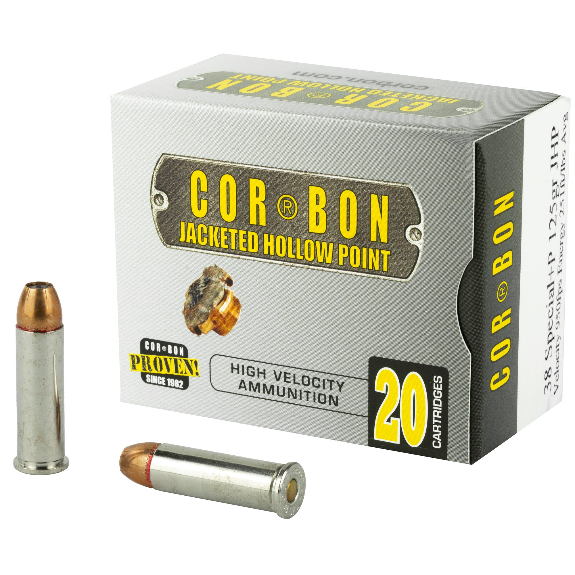 Corbon Ammo 38 Special +P 125 Grain JHP Self Defense Ammunition - 20 Rounds per Box