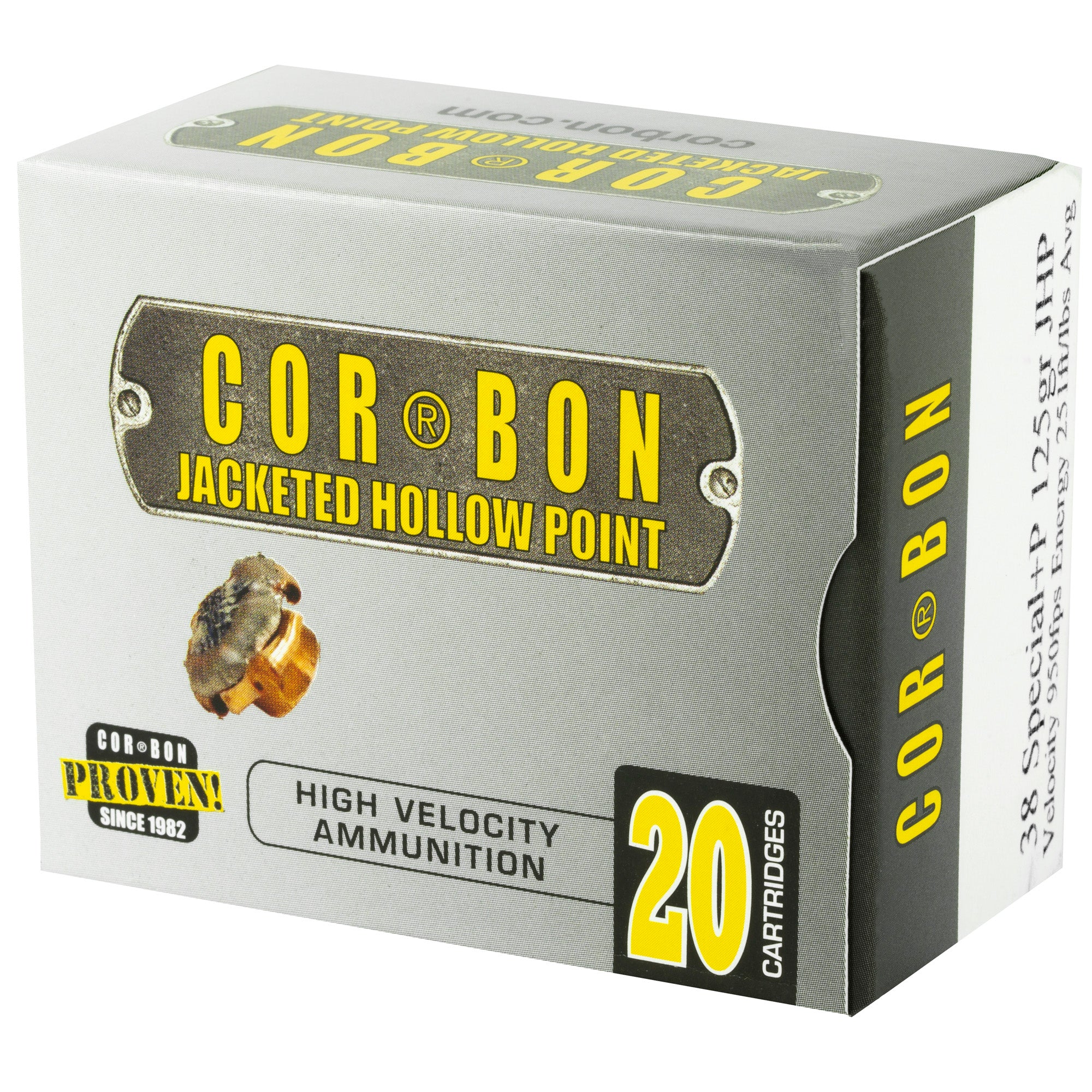 Corbon Ammo 38 Special +P 125 Grain JHP Self Defense Ammunition - 20 Rounds per Box