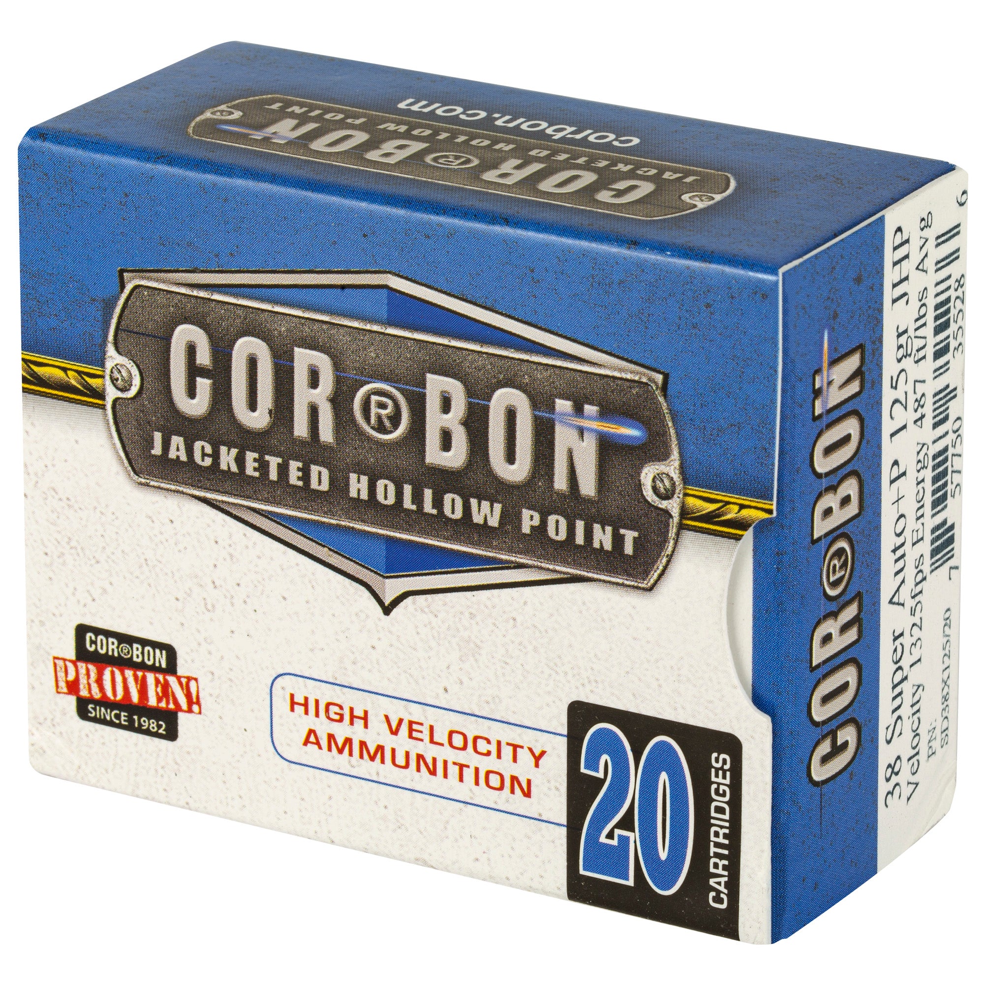 Corbon Ammo 38 Super Self Defense 125-Grain JHP Ammunition, 20 Rounds per Box