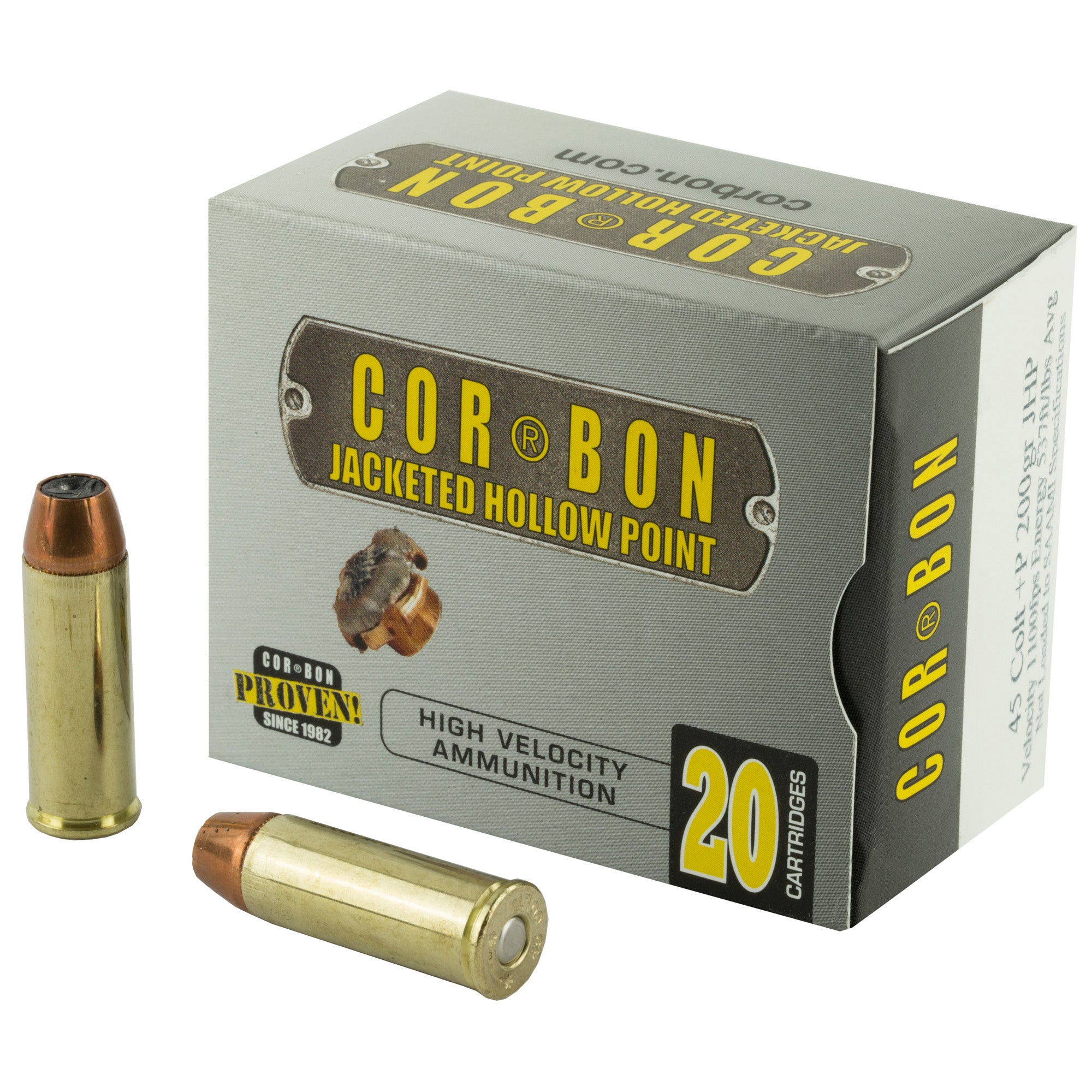 Corbon Ammo 45 Colt +P 200GR JHP Self Defense Ammunition (20 rounds per box)