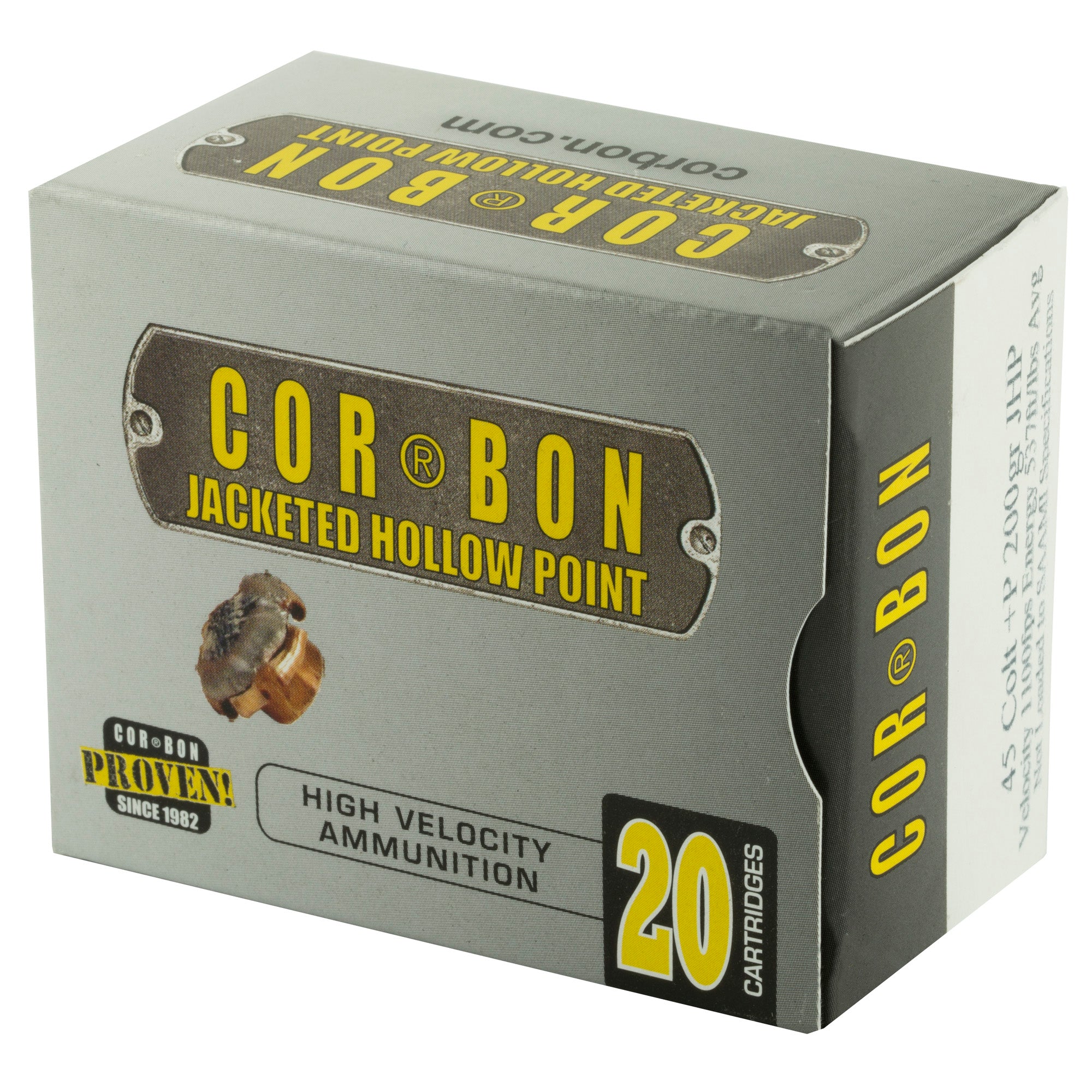 Corbon Ammo 45 Colt +P 200GR JHP Self Defense Ammunition (20 rounds per box)