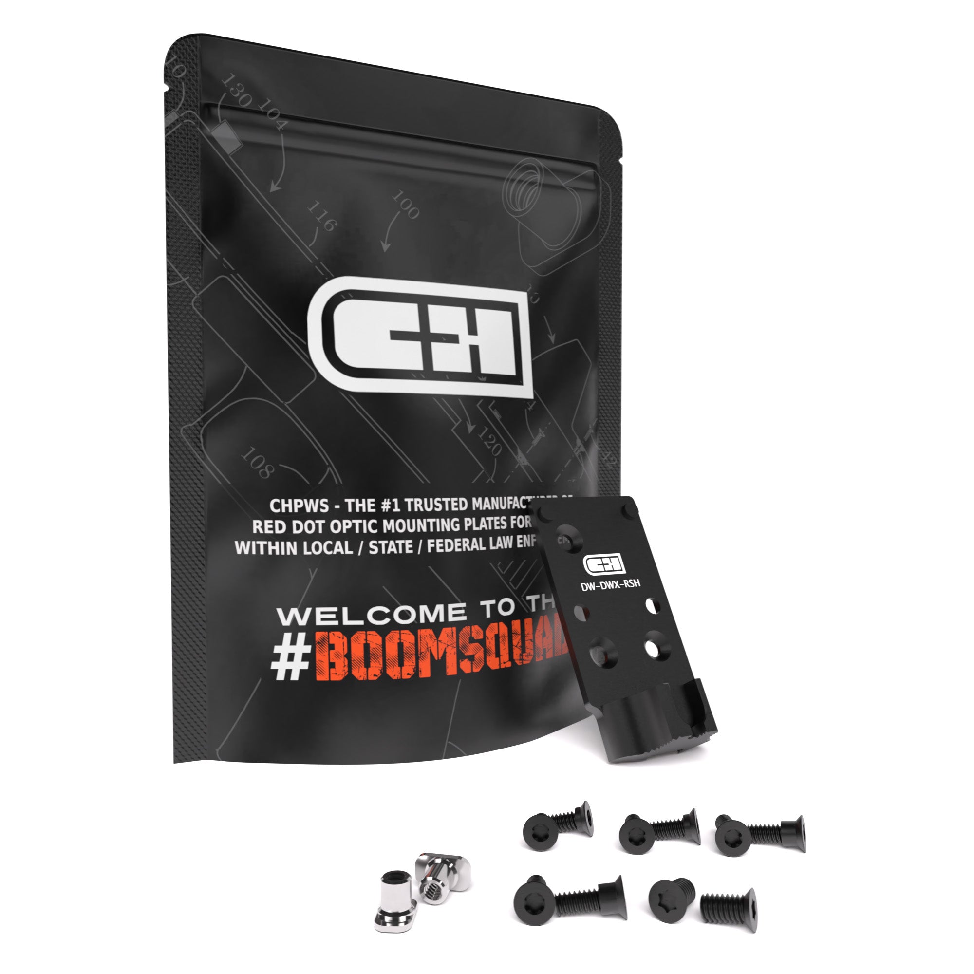 C&H Precision DWX to RMR/SRO/Holo Mount Plate - Black, Part Number DW-DWX-RSH