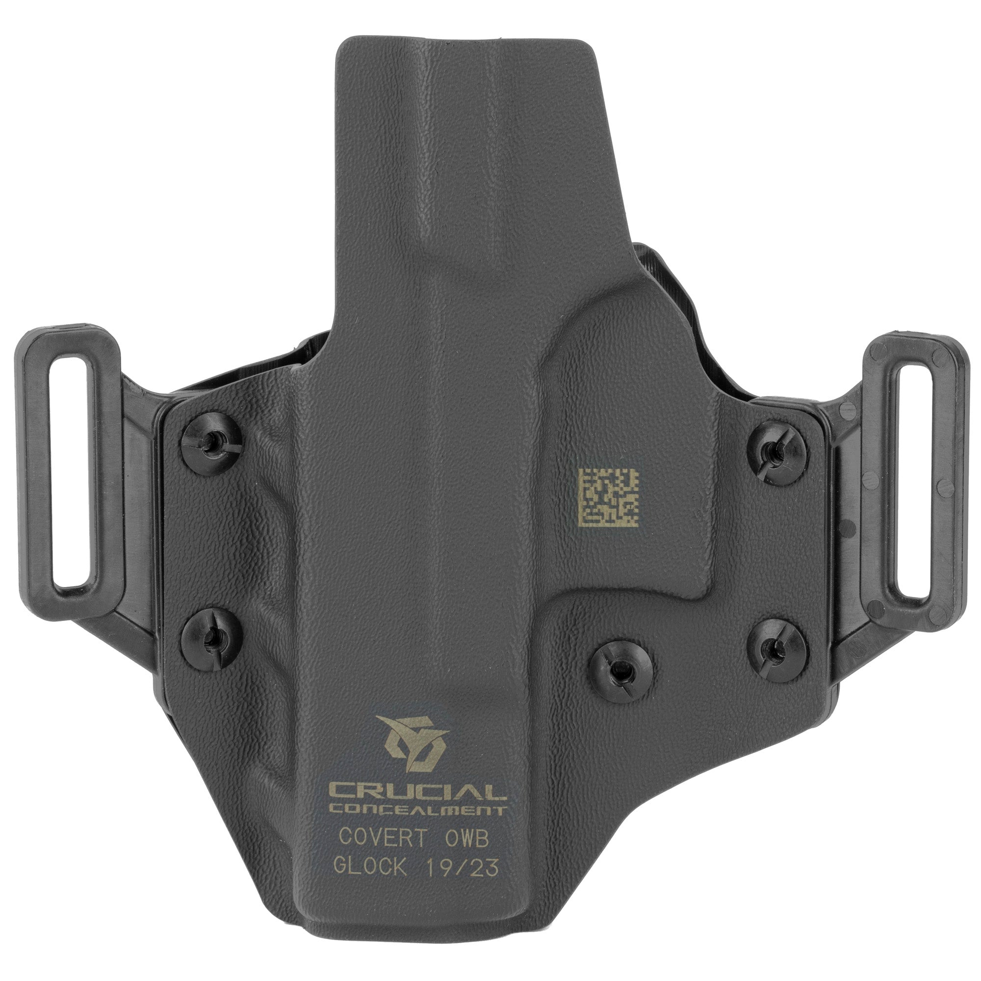 Crucial Concealment Covert Outside the Waistband Holster for Glock 19, Right Hand, Black Kydex