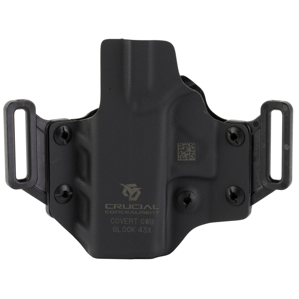 Crucial Concealment CRU1002 Outside Waistband Holster for Glock 43/43X, Right Hand, Black Kydex