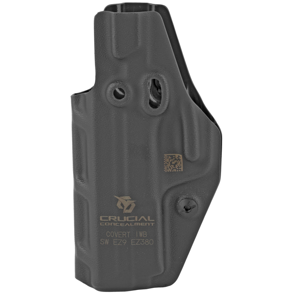 Crucial Concealment Covert Inside the Waistband Holster for Smith & Wesson EZ-9/EZ.380, Ambidextrous Black Kydex