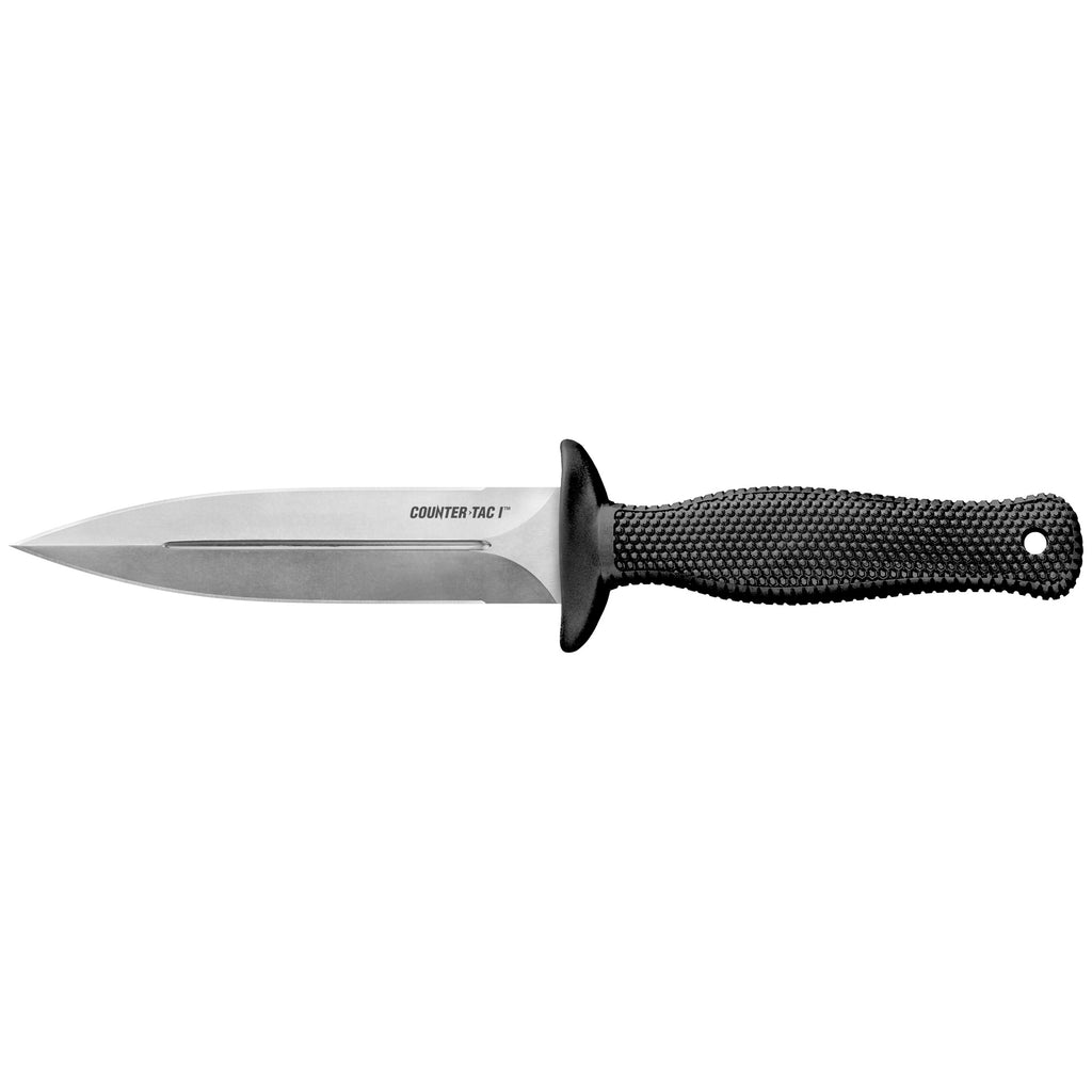 Cold Steel Counter Tac 1 Fixed Blade Knife with Sheath - 5-inch Plain Edge, Black Handle