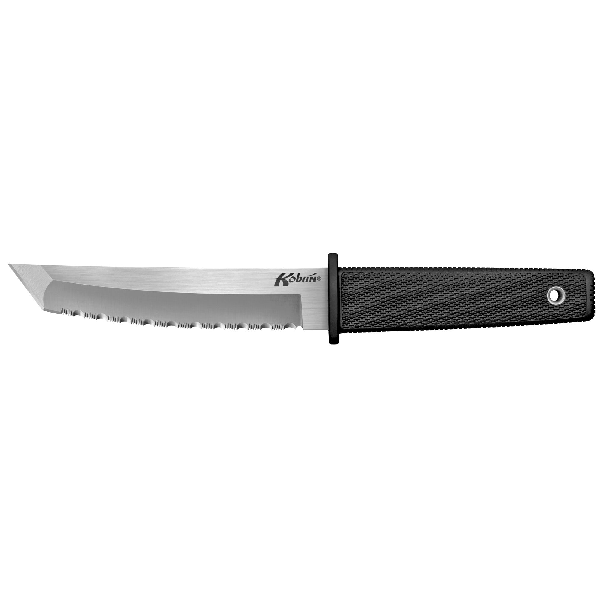 Cold Steel Kobun Serrated Tanto Fixed Blade Knife with Sheath - 5.5 Inch AUS 8 Steel Blade