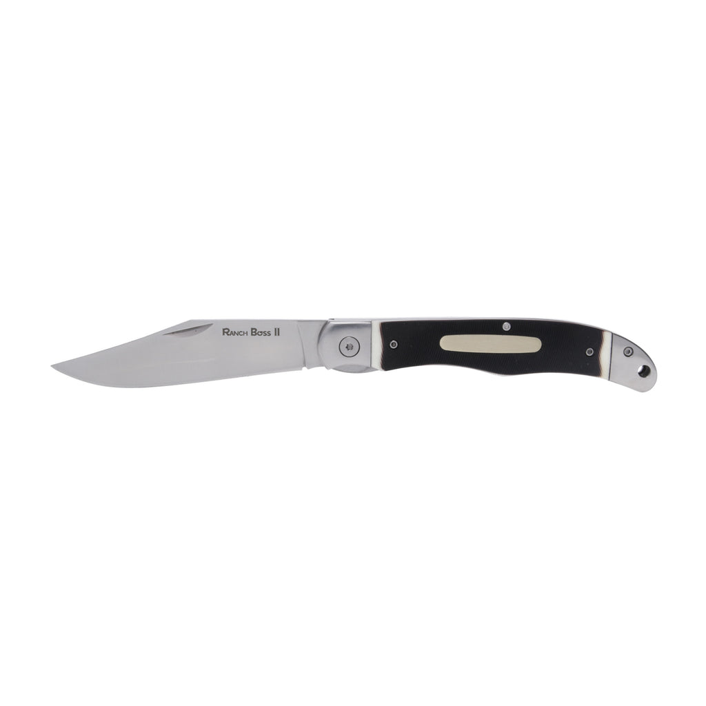 Cold Steel Ranch Boss II Folding Knife - 4-inch Clip Point Blade, High Carbon Steel, Faux Sawed Bone Handle