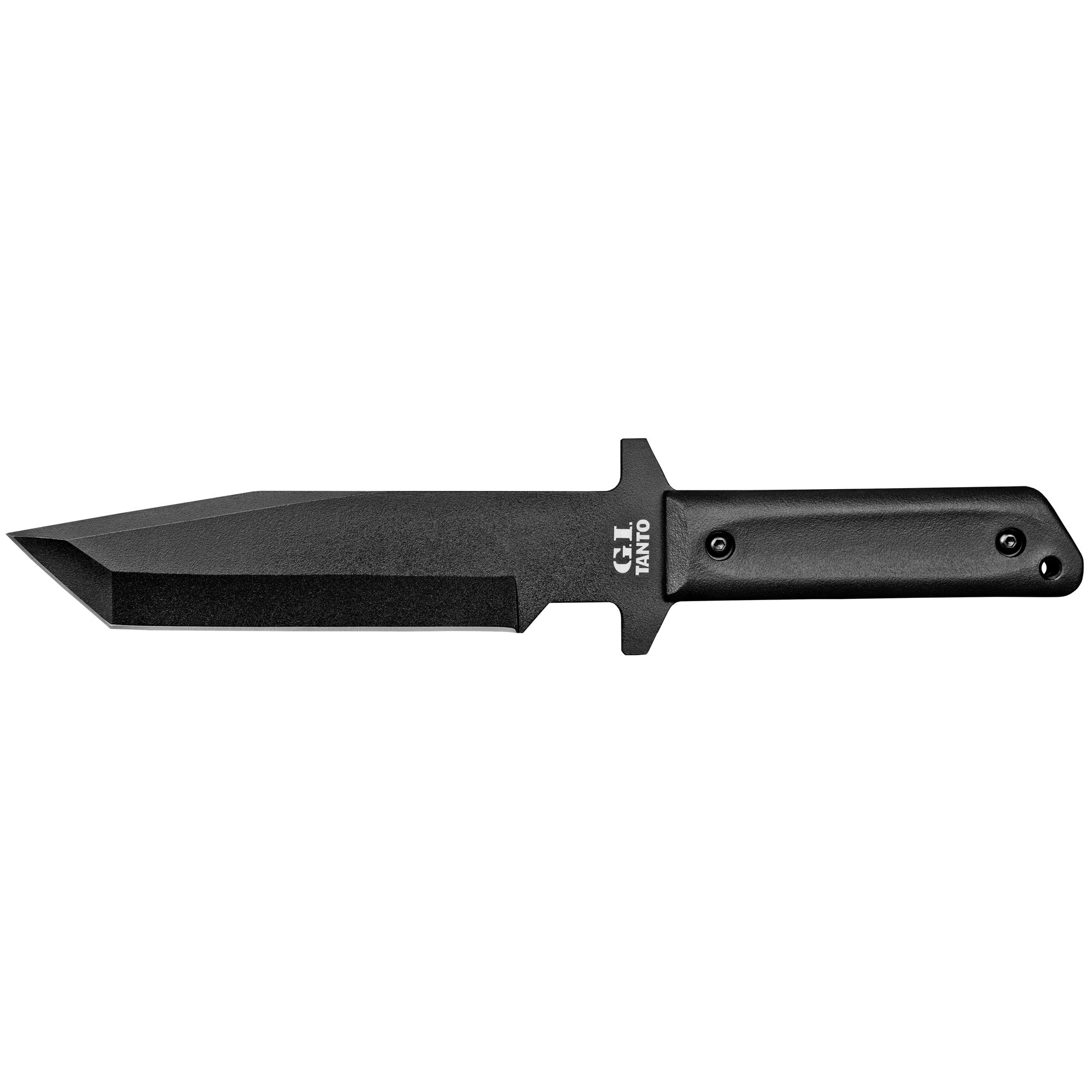 Cold Steel G.I. Tanto Fixed Blade Knife with Sheath - 7 inch Black Handle and Blade