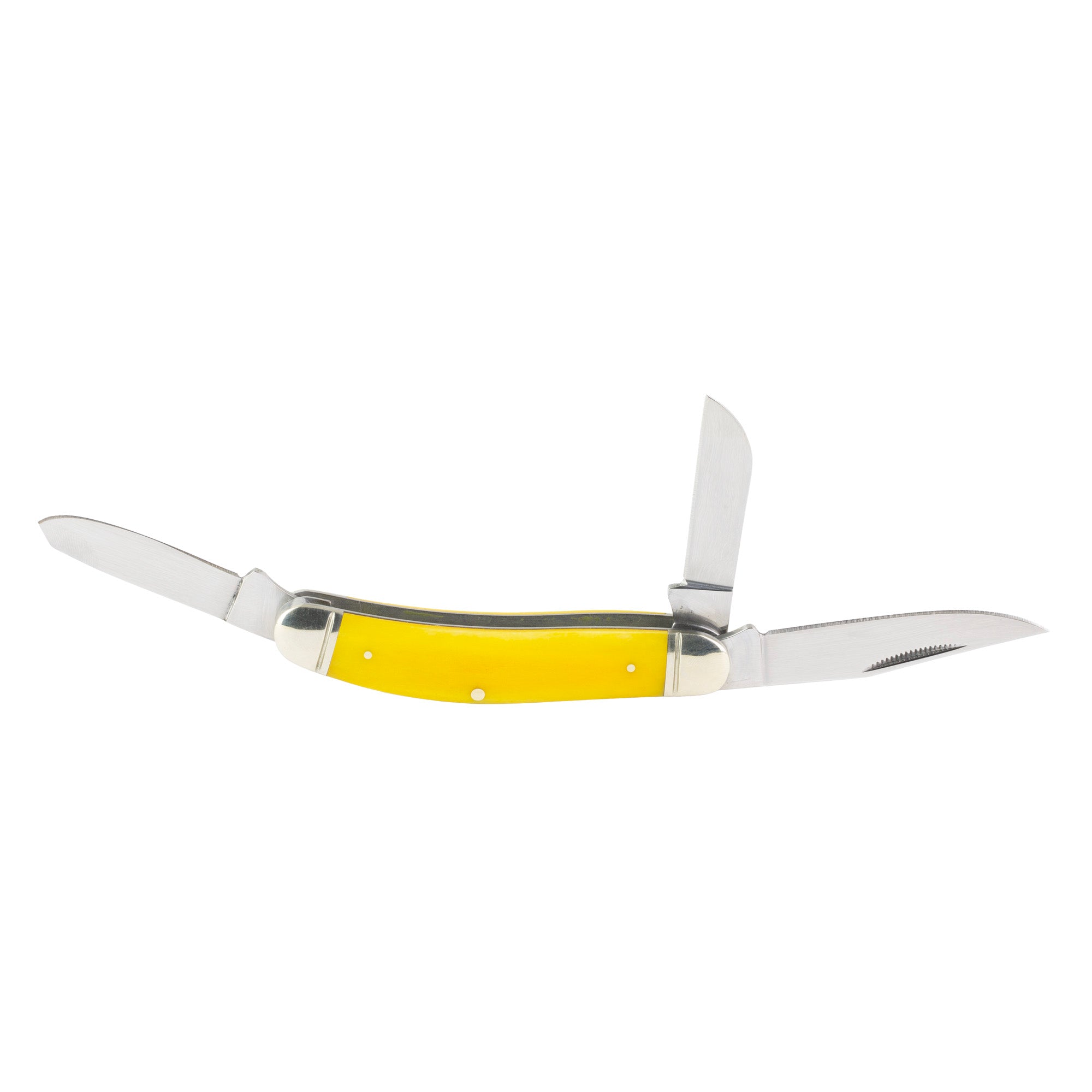 Cold Steel Gentleman's Stockman Folding Knife with 3 Blades - 2.5-inch Blade Length, Yellow Handle