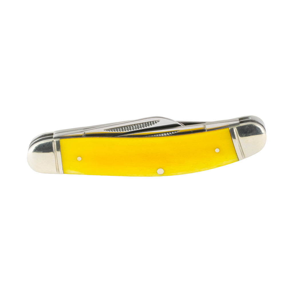 Cold Steel Gentleman's Stockman Folding Knife with 3 Blades - 2.5-inch Blade Length, Yellow Handle