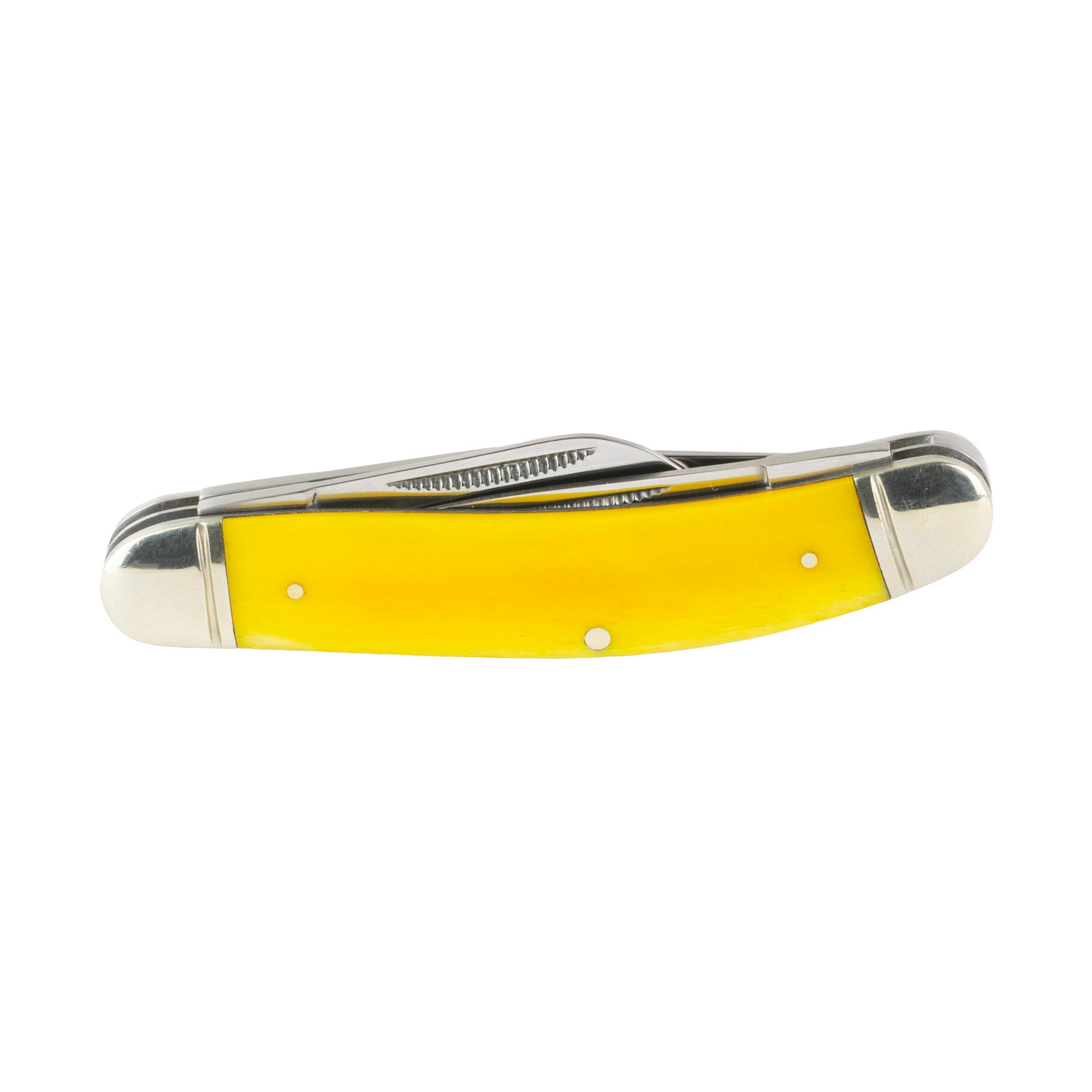 Cold Steel Gentleman's Stockman Folding Knife with 3 Blades - 2.5-inch Blade Length, Yellow Handle