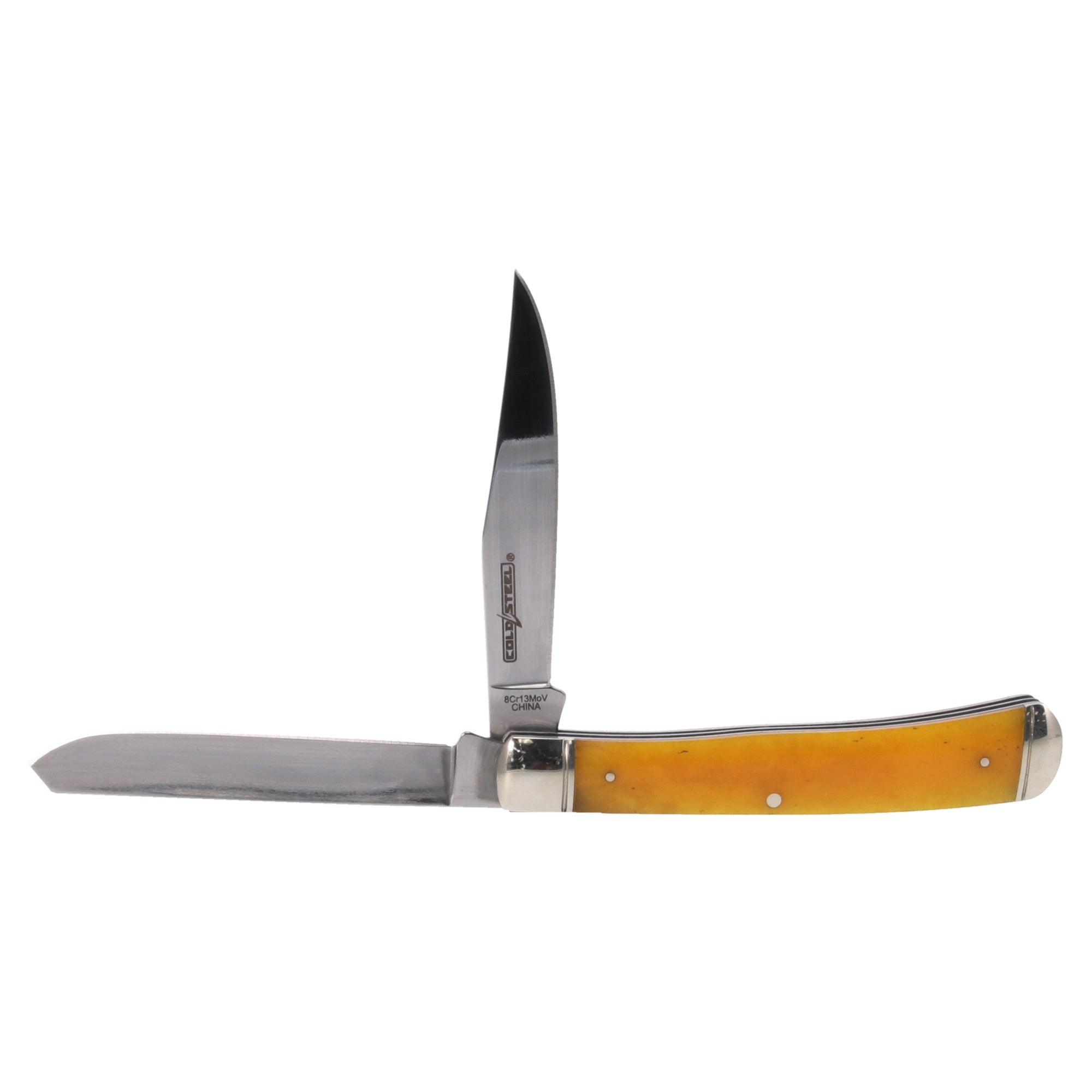 Cold Steel Trapper Folding Knife with Yellow Bone Handle – 3.3 inch Plain Edge
