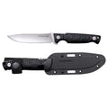 Cold Steel Razor Tek Fixed Blade Knife with Sheath - 4 inch Plain Edge, Black Stainless Steel Handle