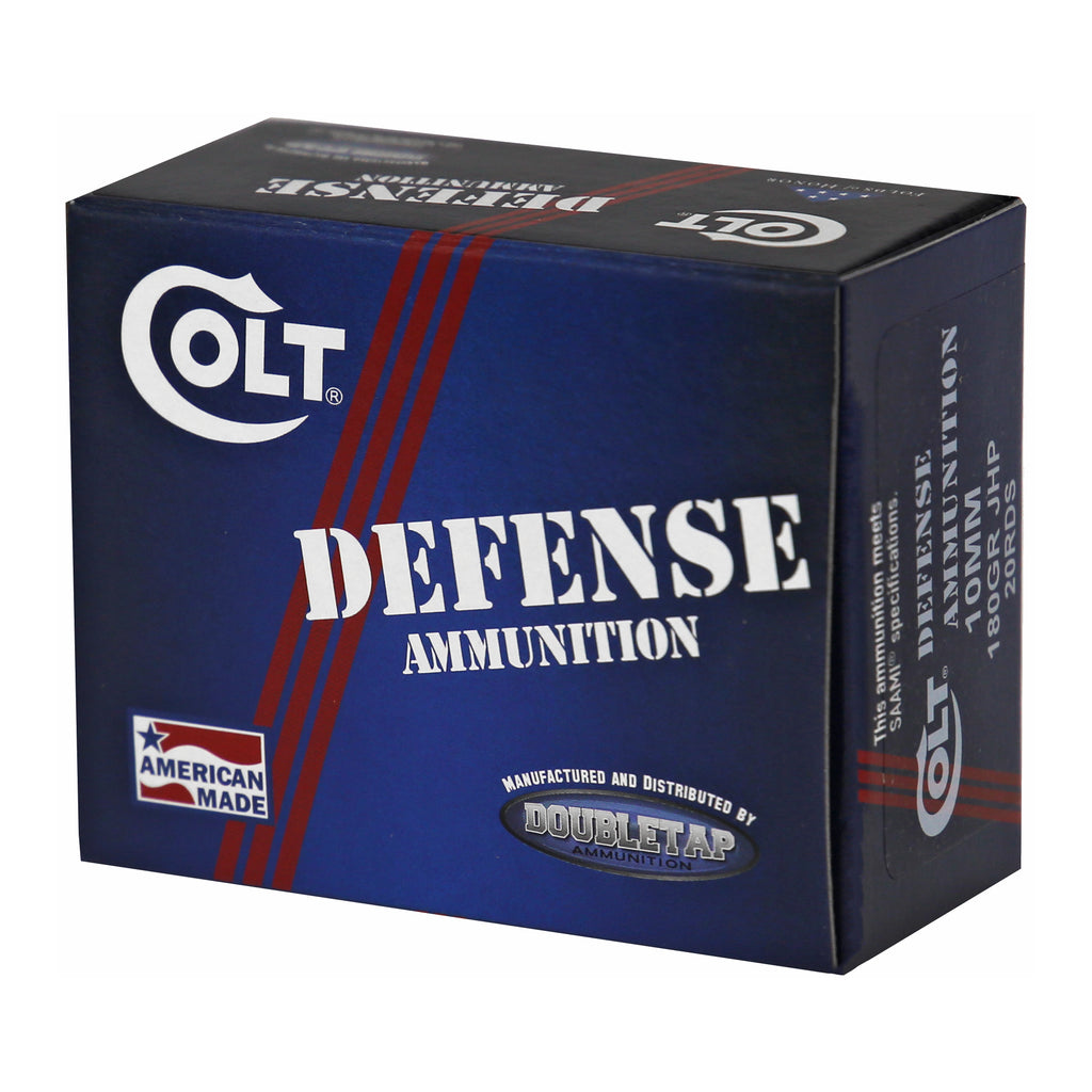 DoubleTap Ammunition Colt Defense 10mm 180-Grain Hollow Point Ammo (20 Rounds per Box)