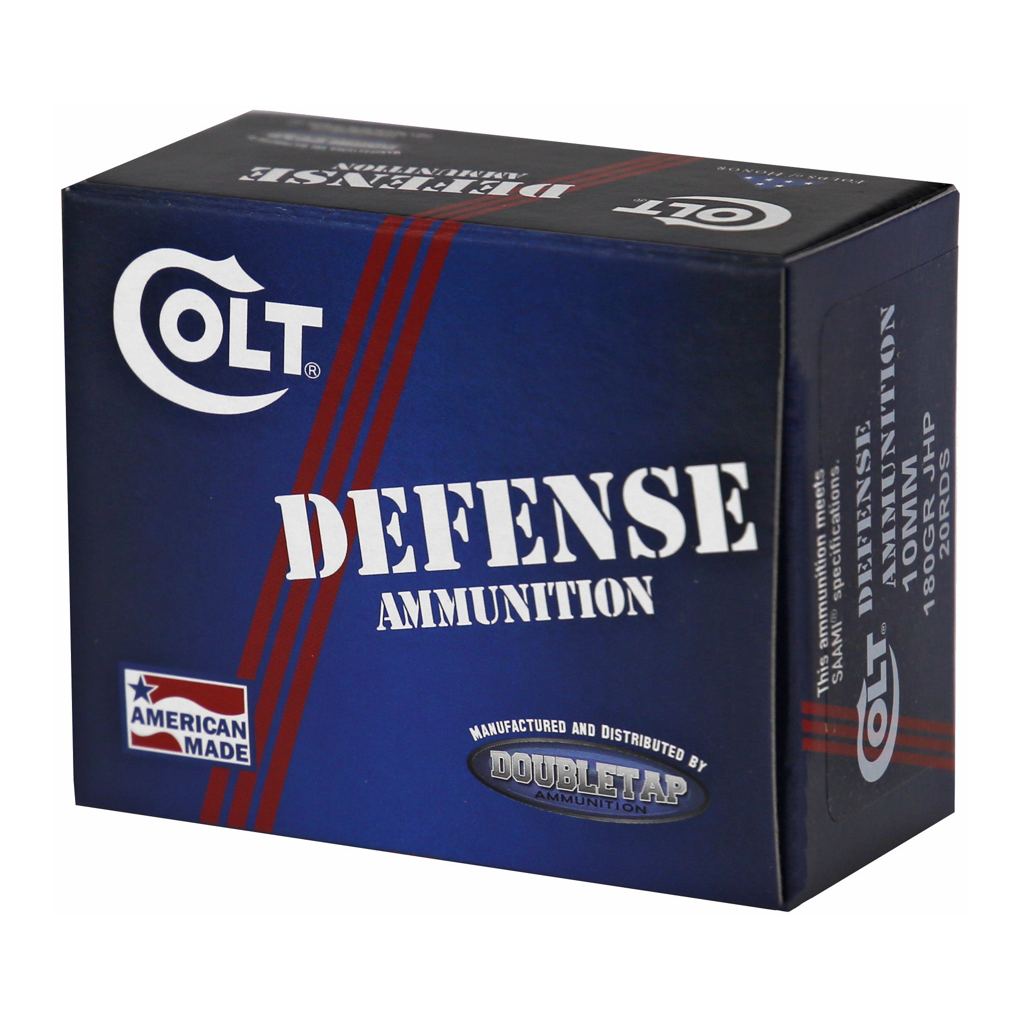 DoubleTap Ammunition Colt Defense 10mm 180-Grain Hollow Point Ammo (20 Rounds per Box)