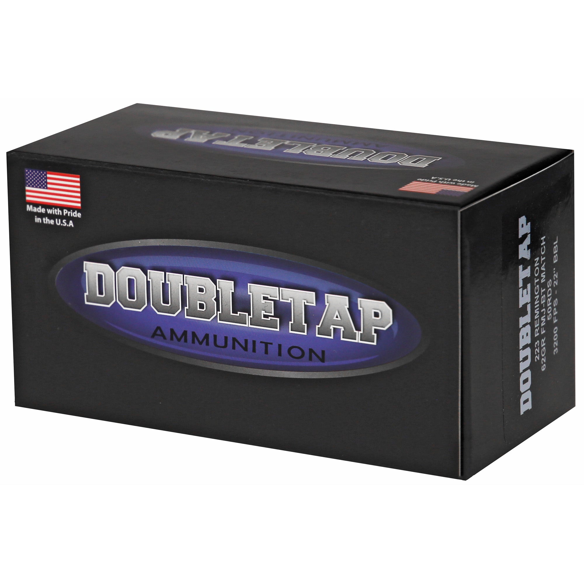 DoubleTap Ammunition 223 Remington Target 62-Grain FMJ Boat Tail – 50 Rounds per Box