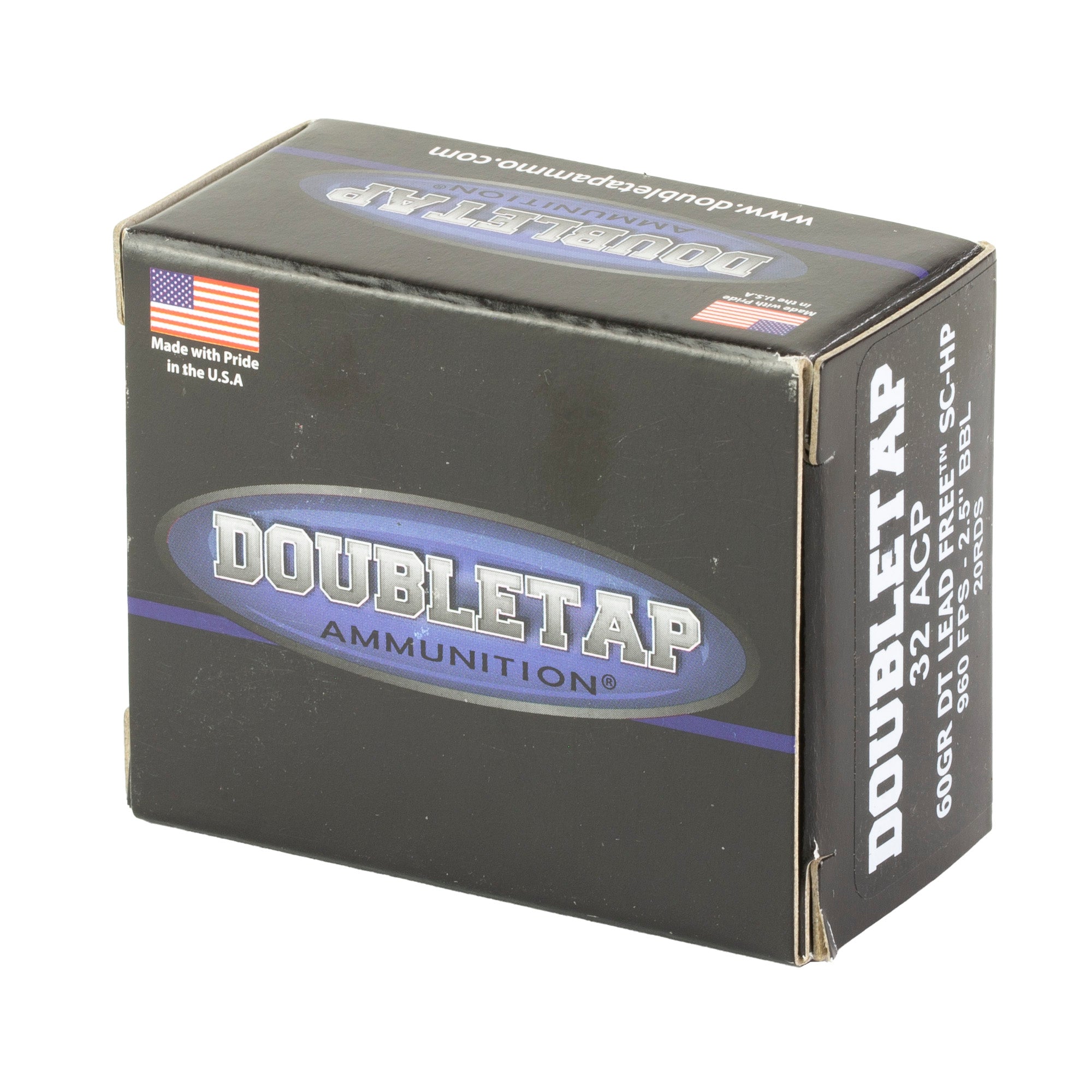 DoubleTap Ammunition 32A60X Lead Free Copper Hollow Point Ammunition - 60 Grain 32 ACP Self-Defense Load