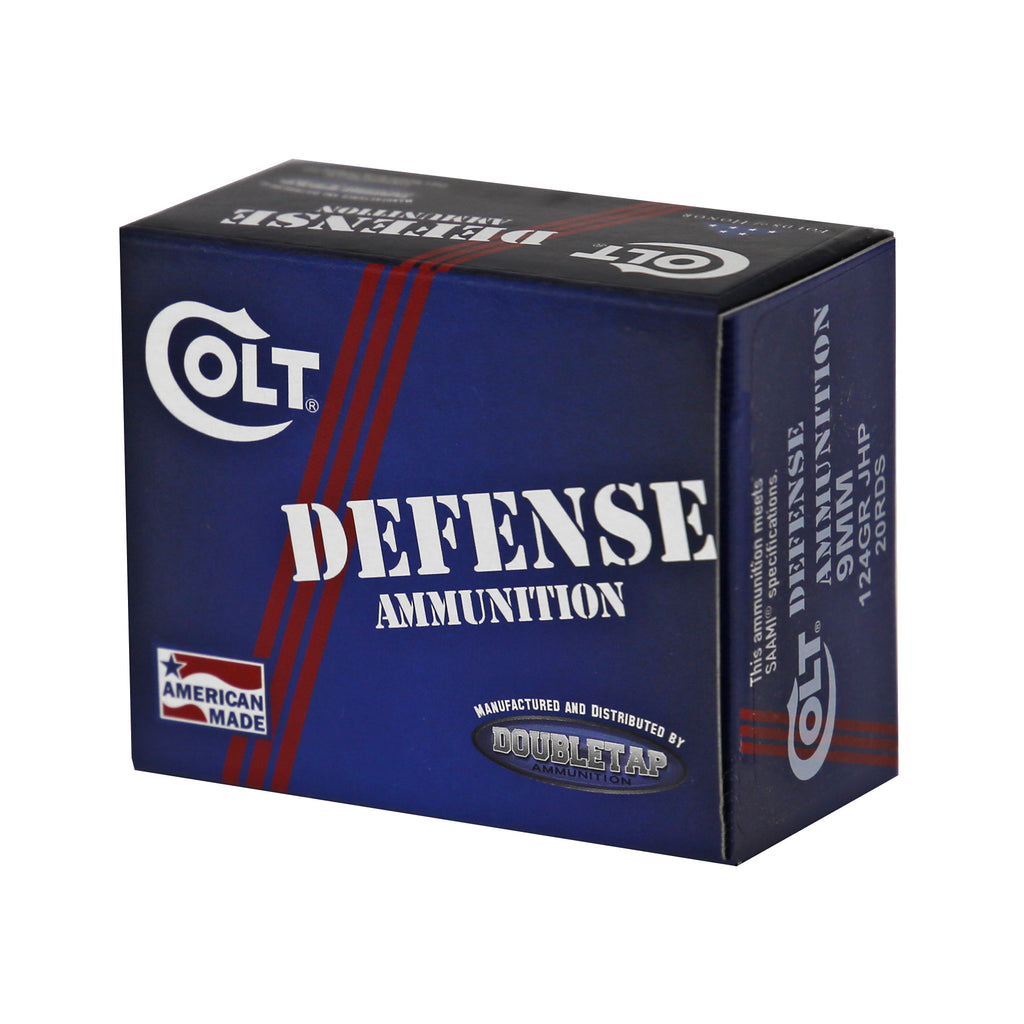 DoubleTap Ammunition Colt Defense 9mm 124 Grain Hollow Point Ammo - 20 Rounds Per Box