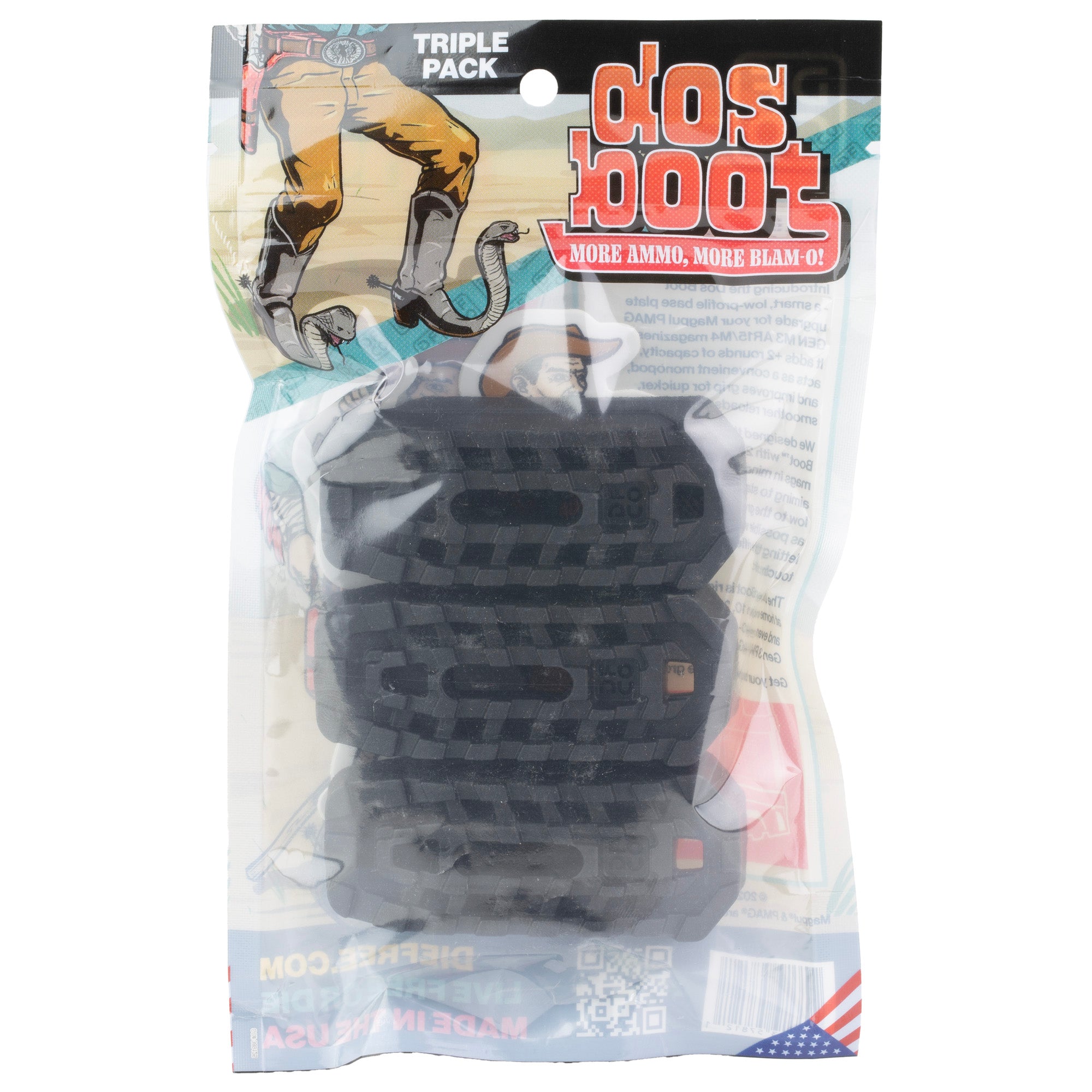 Die Free Co Dos Boot +2 Magazine Extension for Magpul PMAG GEN M3 AR15/M4 - Black