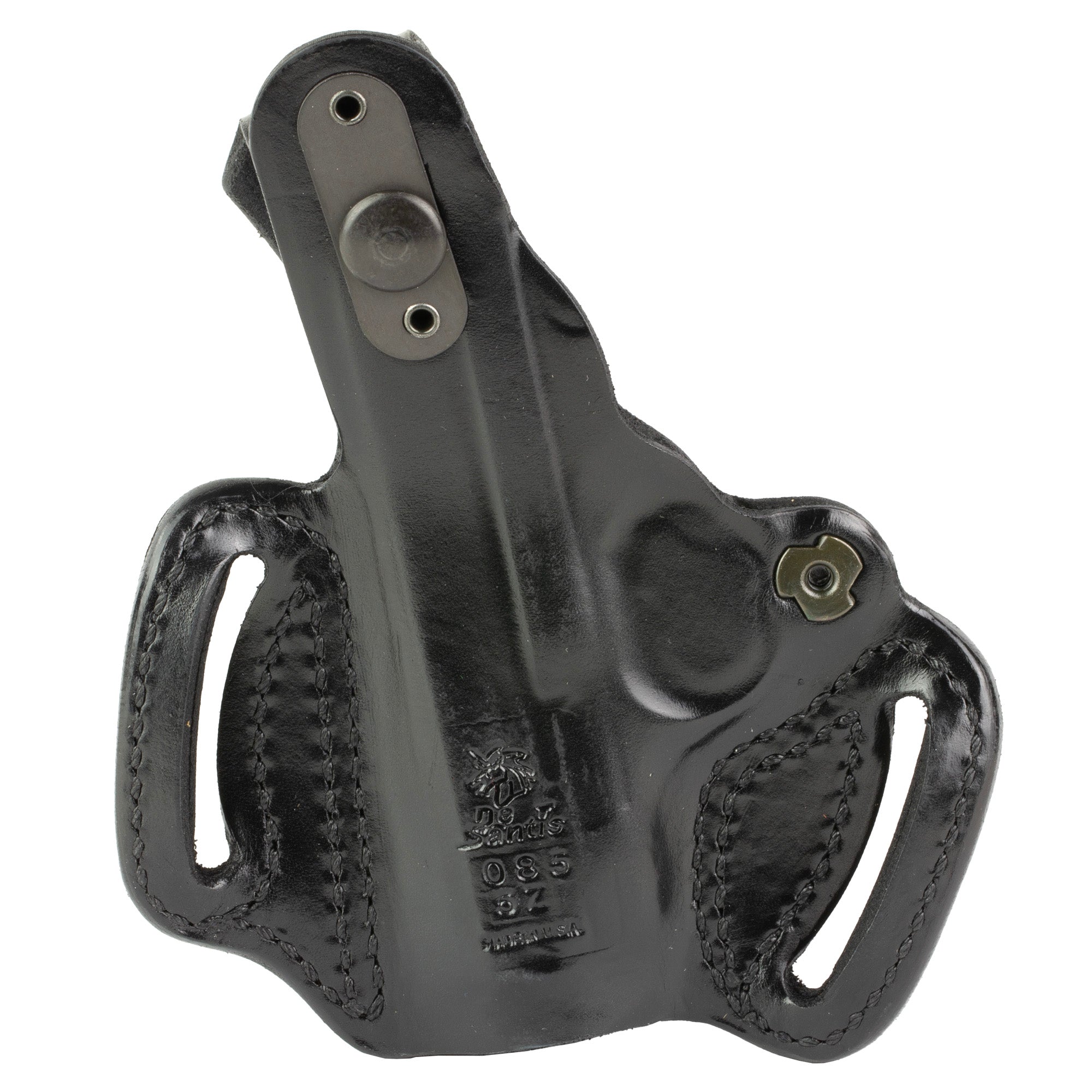 DeSantis Gunhide Thumb Break Mini Slide Outside Waistband Holster for Right Hand in Black Leather