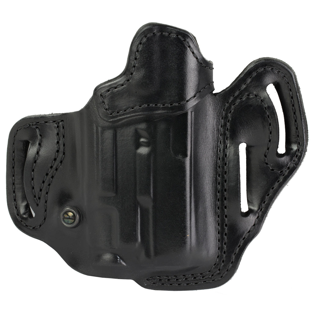 DeSantis Gunhide Vengeance Scabbard Outside Waistband Holster for Glock 19 with Light, Right Hand, Black Leather