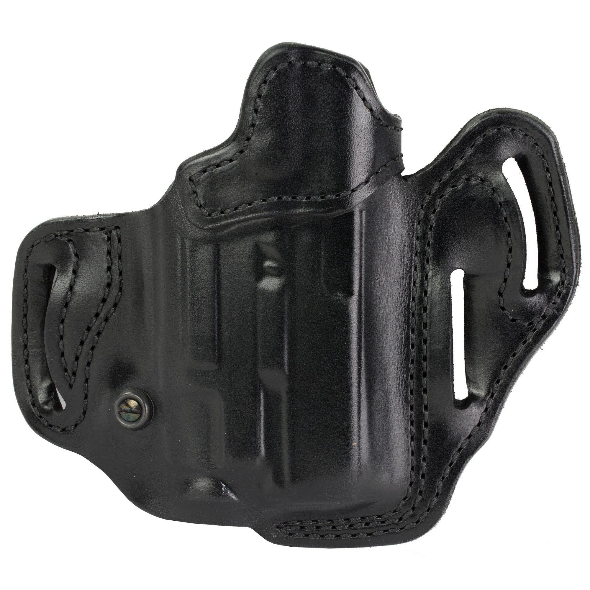 DeSantis Gunhide Vengeance Scabbard Outside Waistband Holster for Glock 19 with Light, Right Hand, Black Leather