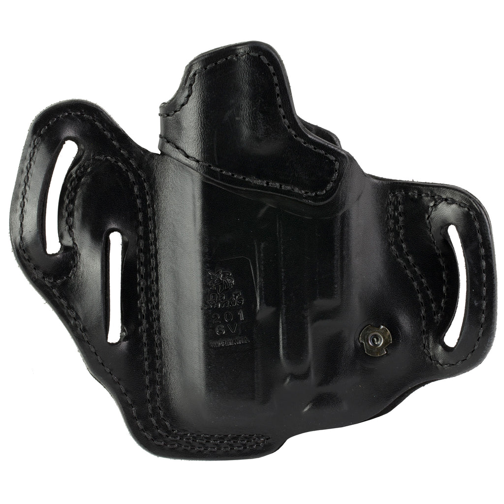 DeSantis Gunhide Vengeance Scabbard Outside Waistband Holster for Glock 19 with Light, Right Hand, Black Leather