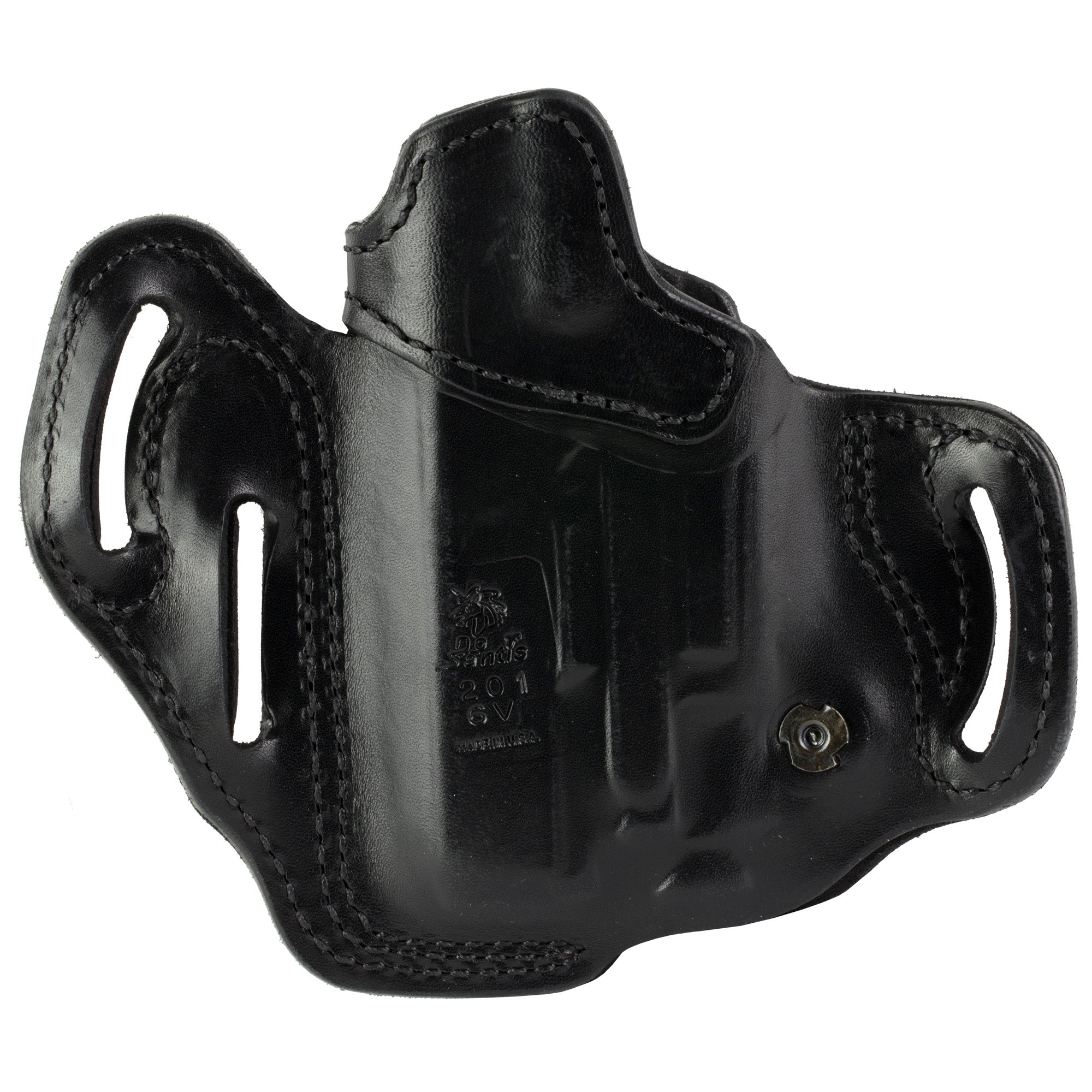 DeSantis Gunhide Vengeance Scabbard Outside Waistband Holster for Glock 19 with Light, Right Hand, Black Leather