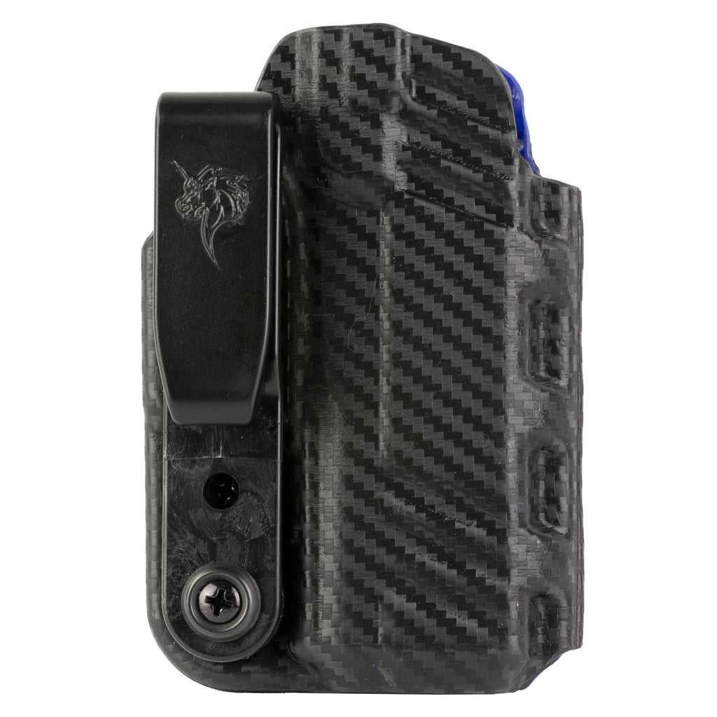 DeSantis Gunhide Slim-Tuk IWB Holster for Glock 43X MOS with Carbon Fiber Finish and Blue Kydex Interior