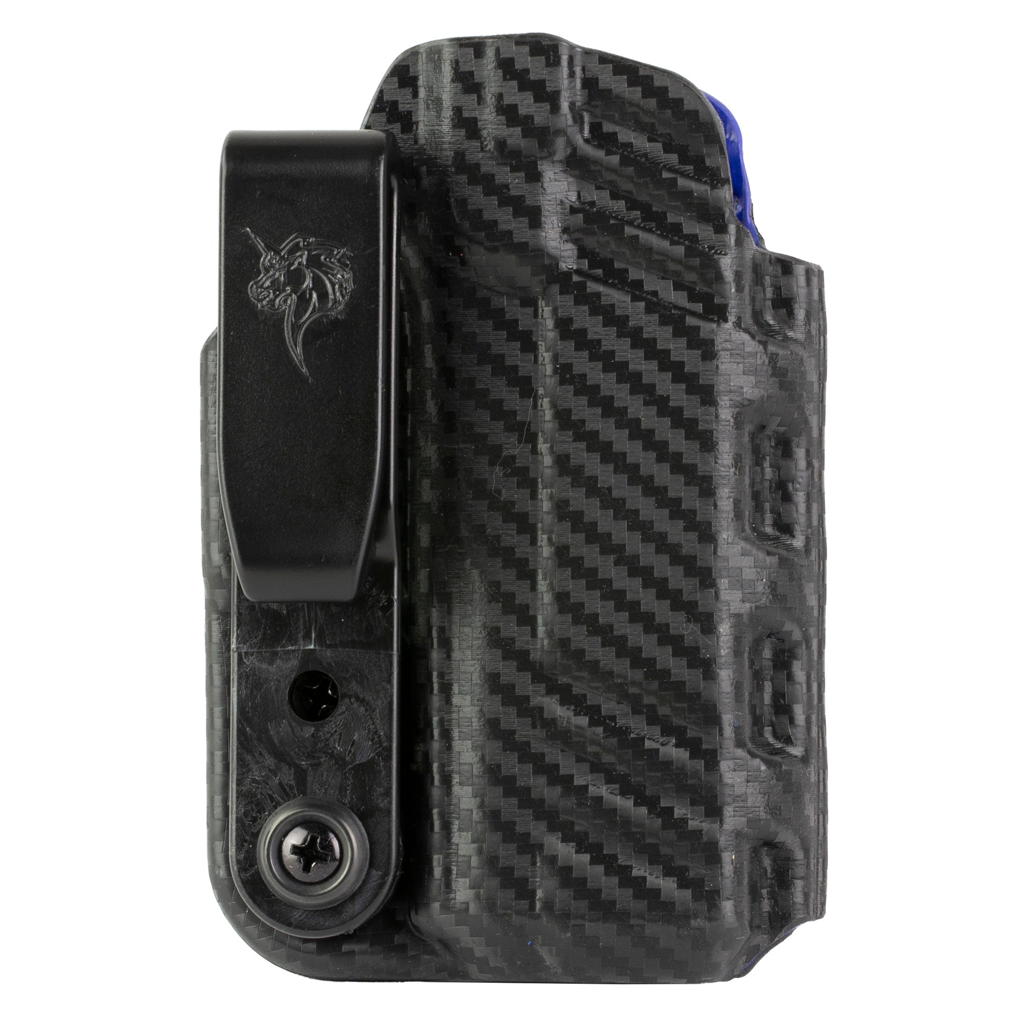 DeSantis Gunhide Slim-Tuk IWB Holster for Glock 43X MOS with Carbon Fiber Finish and Blue Kydex Interior
