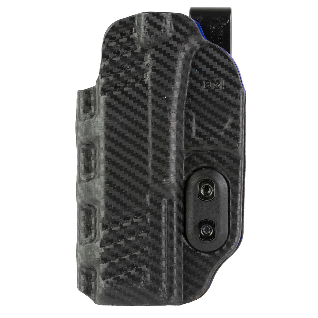 DeSantis Gunhide Slim-Tuk Inside Waistband Holster for Glock 17 with Carbon Fiber Exterior and Blue Kydex Interior