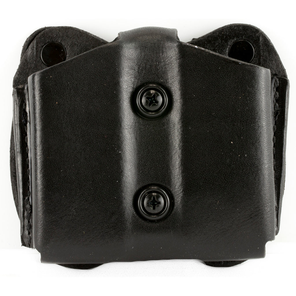 DeSantis Gunhide Model A01 Double Magazine Pouch for 9mm/40 Caliber with Ambidextrous Design in Black Leather